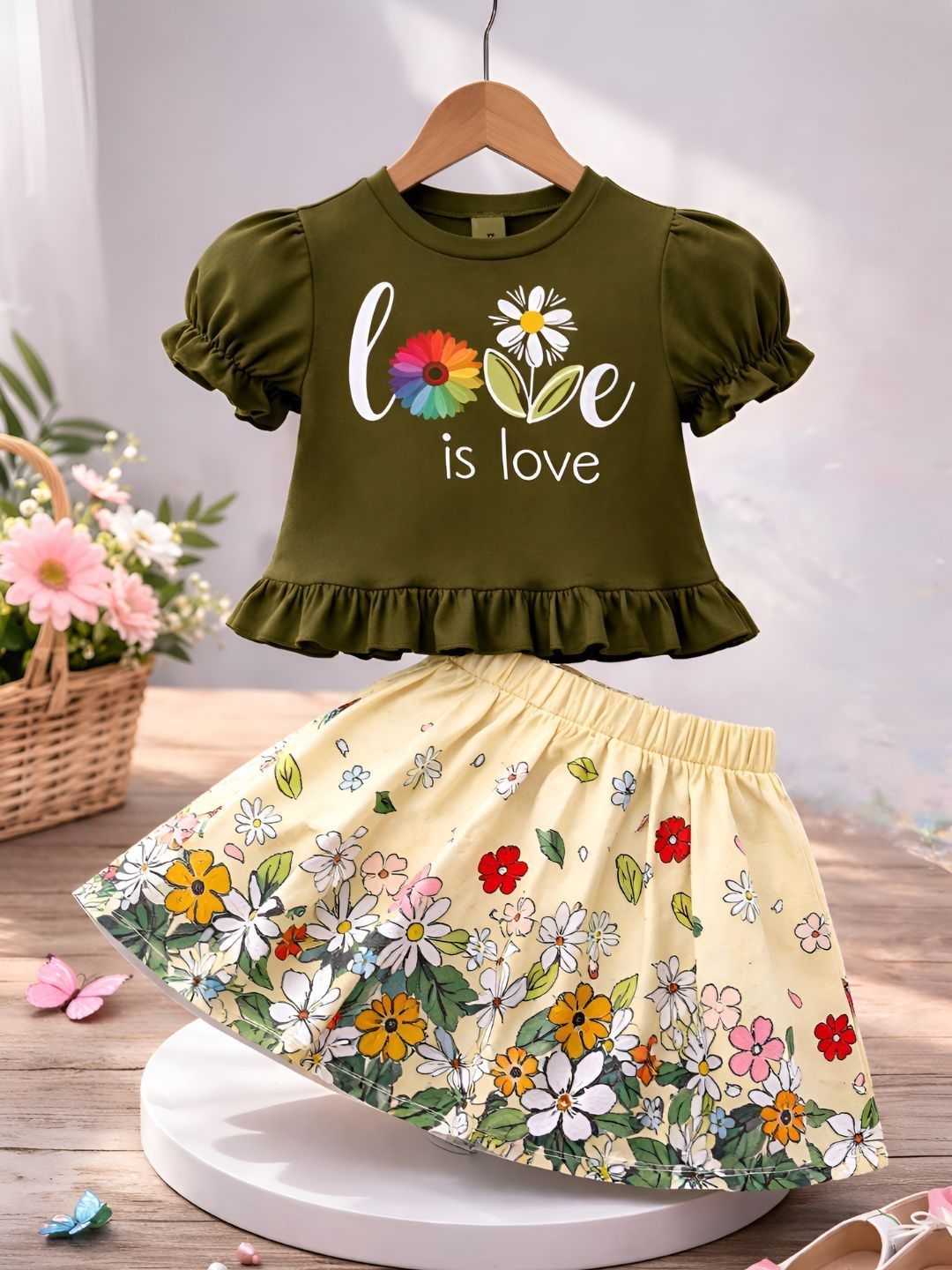 PY PINKYOU Girls Printed T-shirt with Skirt-picture-29