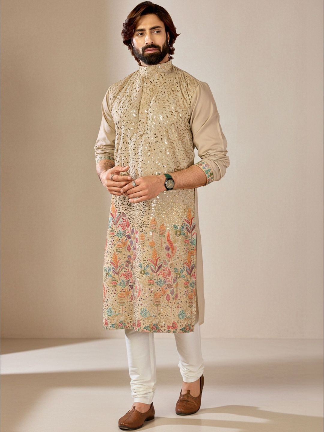 RANGRAAG Men Floral Extended Sleeves Kurta-picture-13