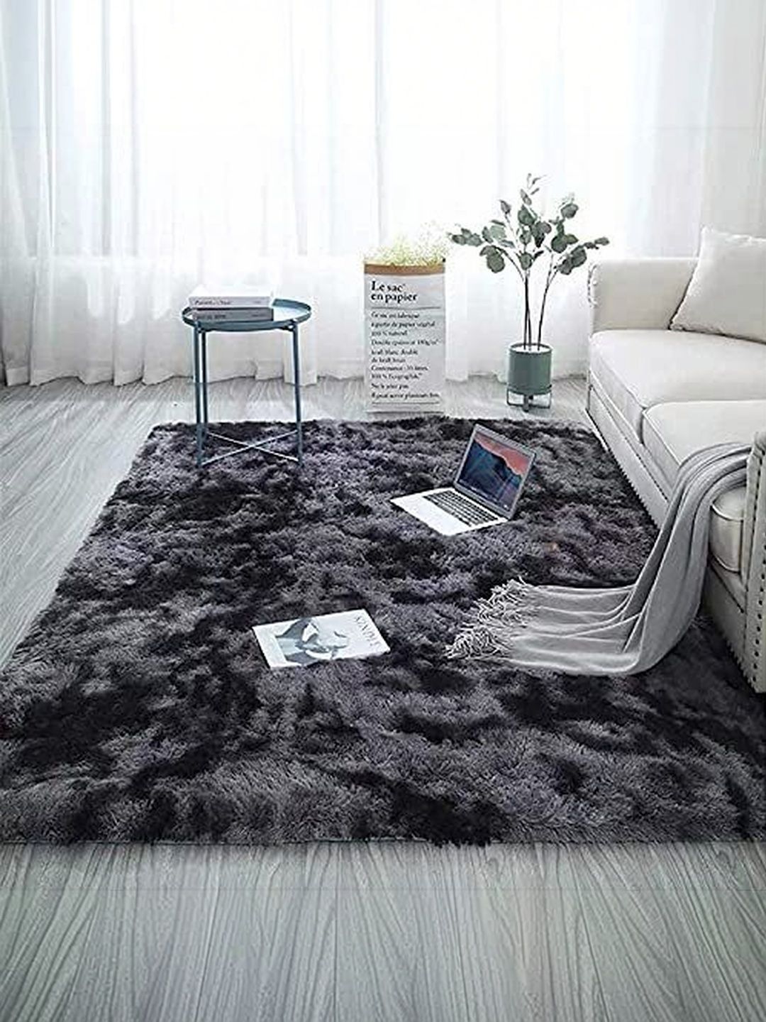 KAYNAT CARPET Grey Shaggy Polyester Carpet-image-27