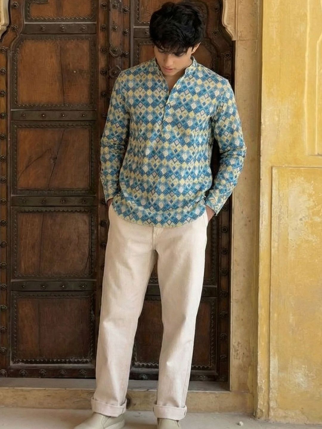 kisah Men Printed Silk Short Kurta-picture-27