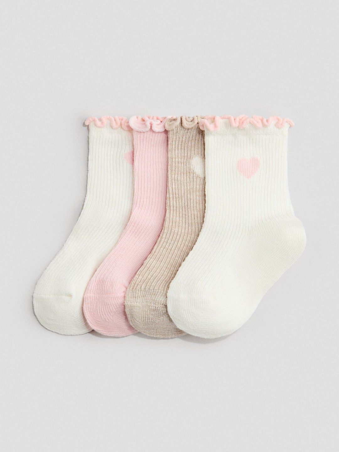 H&M Girls Pack of 4 Cotton Ankle Length Socks