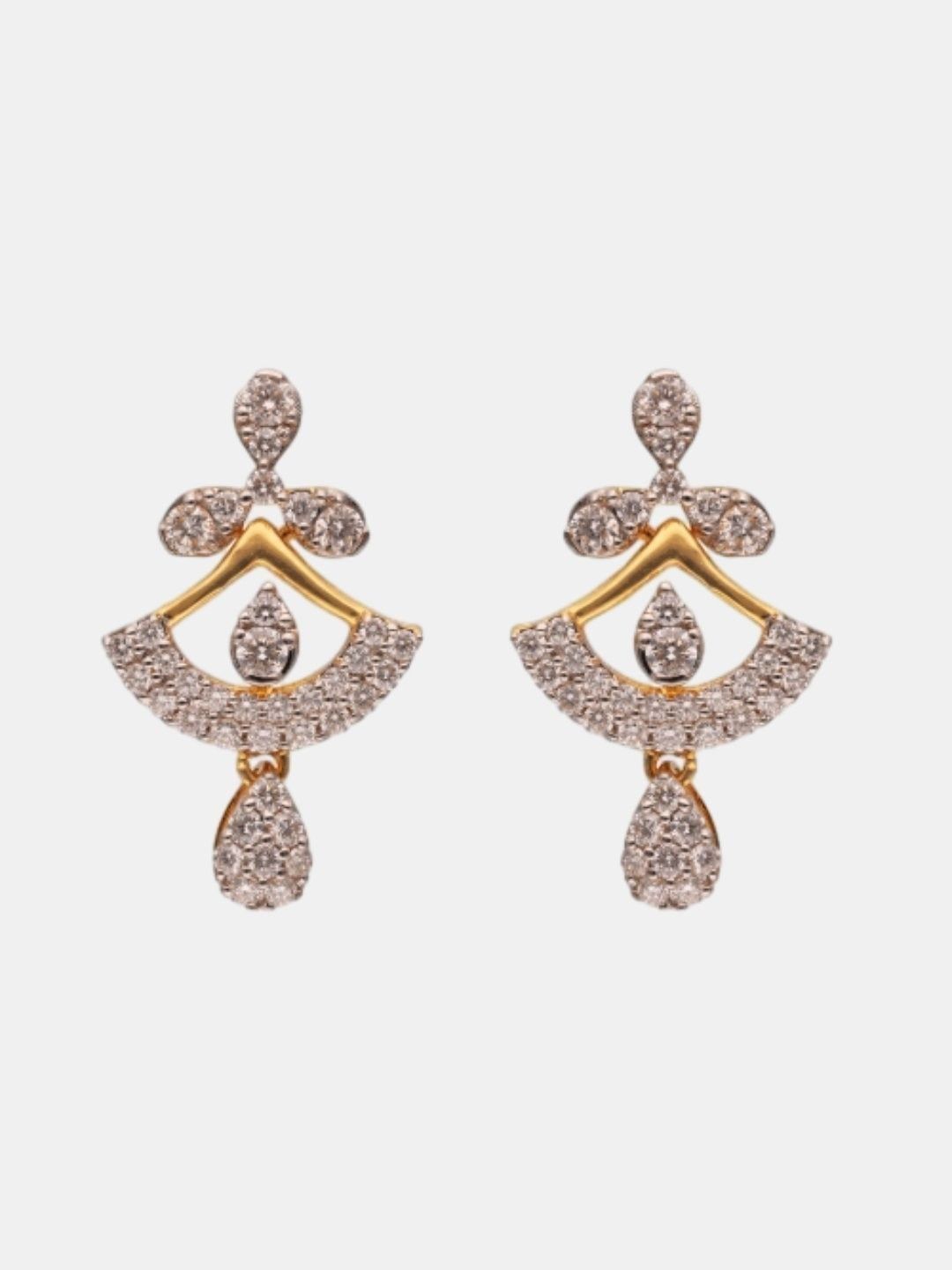 C KRISHNIAH CHETTY JEWELLERS PVT LTD 18KT Gold Diamond Studded Earrings - 3.96g-picture-51