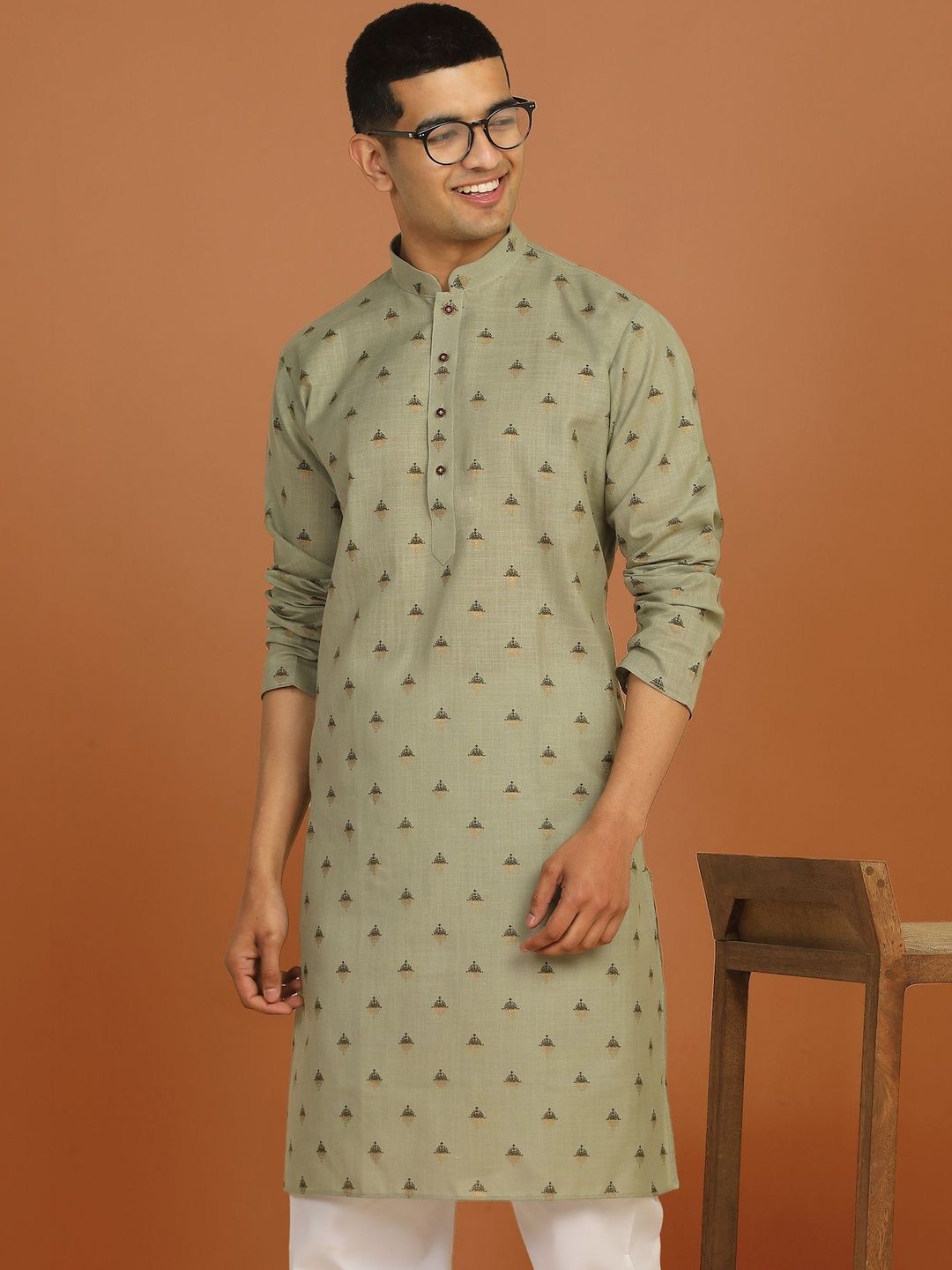 Anouk Mirage Floral Printed Green Kurta-image-6