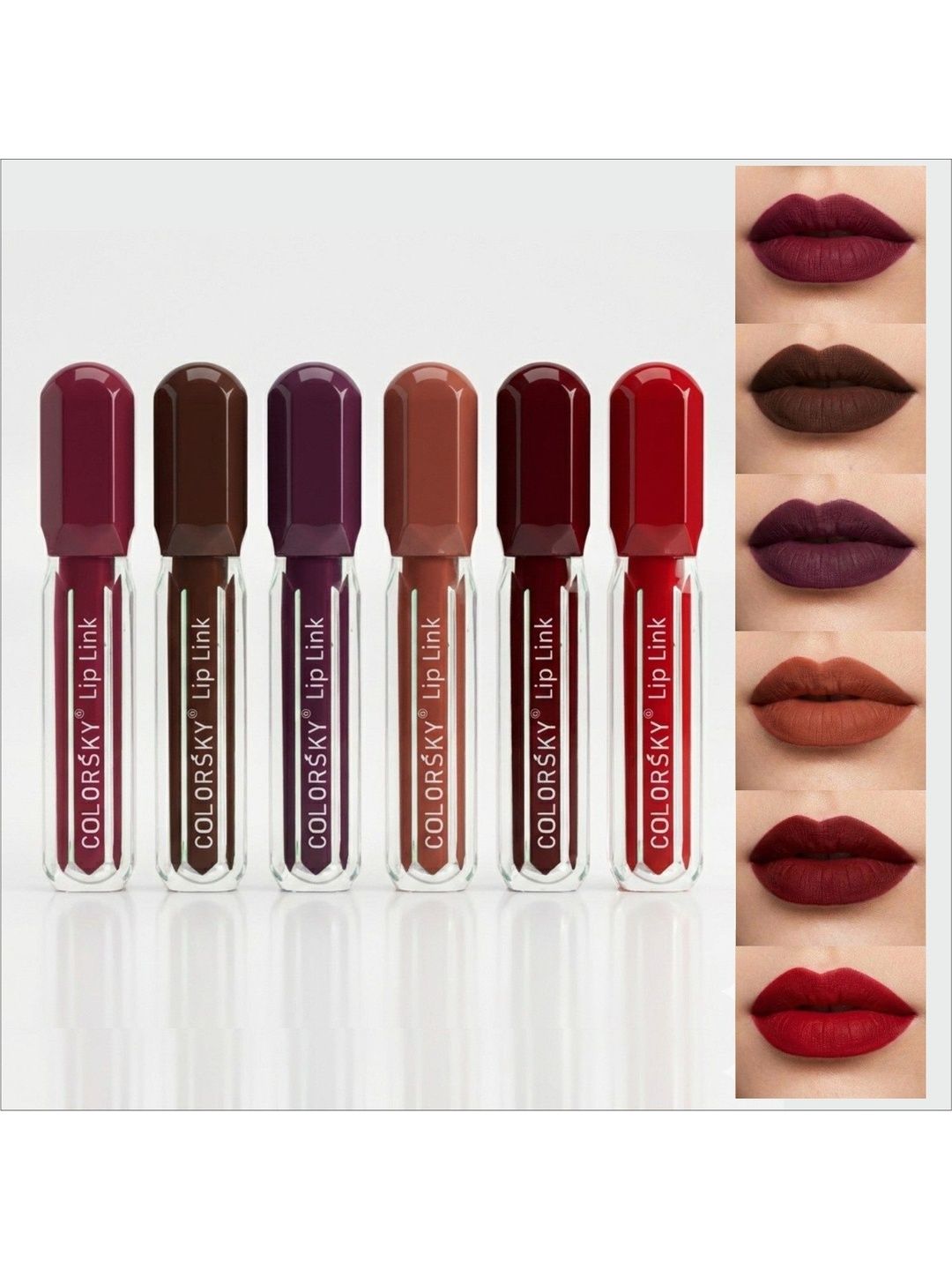 COLORSKY Set Of 6 Transferproof Liquid Lipstick - 3 ml Each - Set E-picture-28