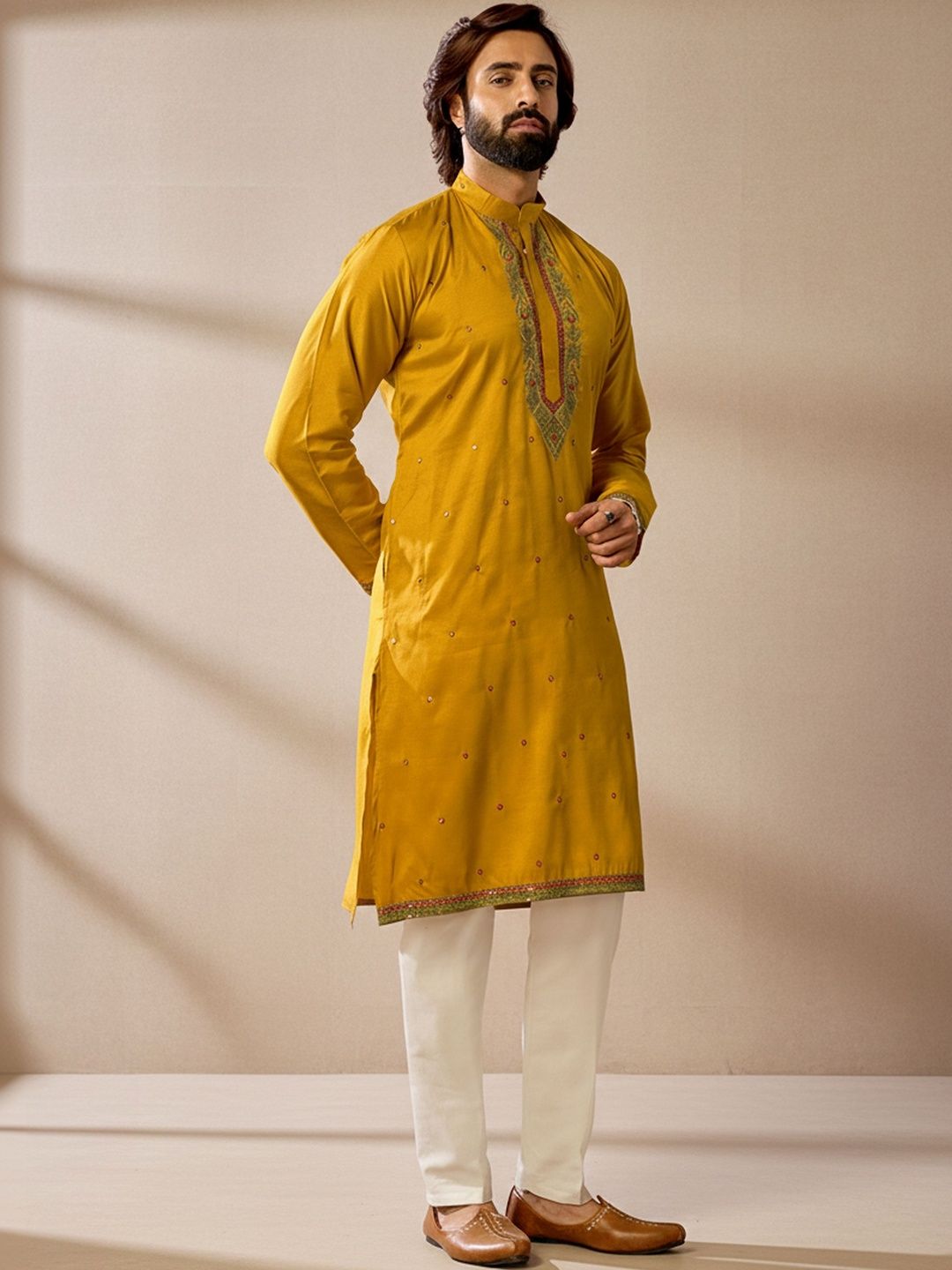 RANGRAAG Men Embroidered Thread Work Kurta-picture-14