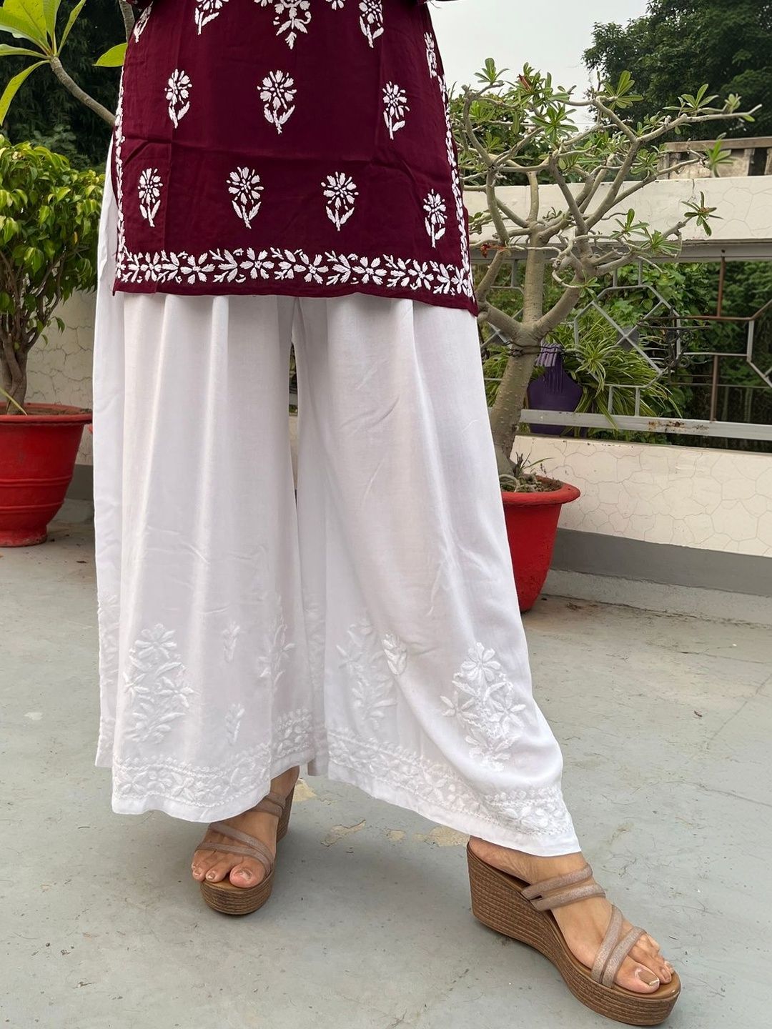 Everything In Chikankari Women Floral Embroidered Ethnic Palazzos-picture-13