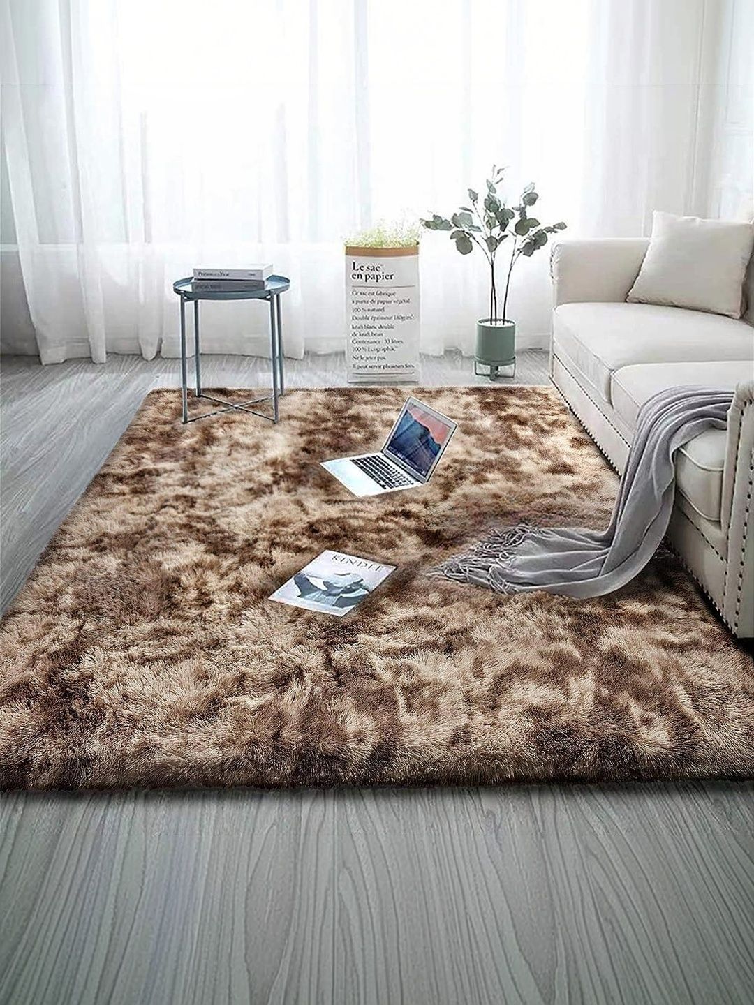 KAYNAT CARPET Beige Shaggy Polyester Carpet-image-26