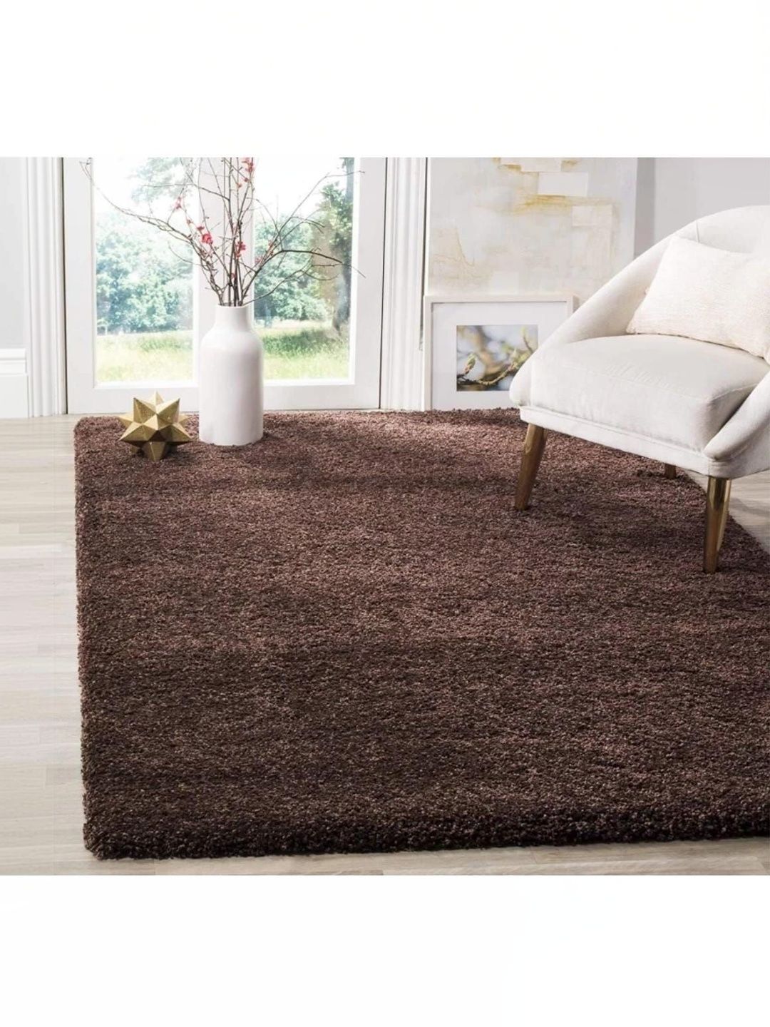 KAYNAT CARPET Brown Shaggy Polyester Carpet-image-2