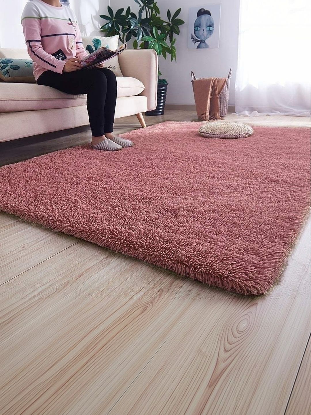 KAYNAT CARPET Rose Solid Shaggy Polypropylene Carpet-picture-14