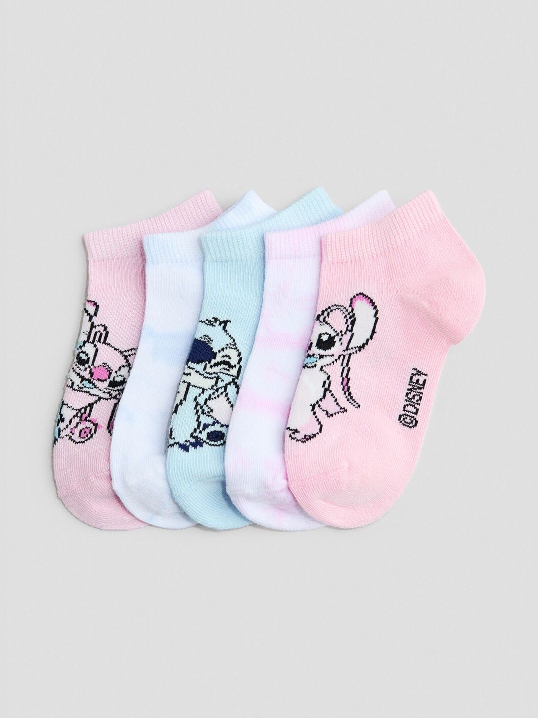 H&M Girls Pack of 5 Cotton Patterned Ankle Length Socks