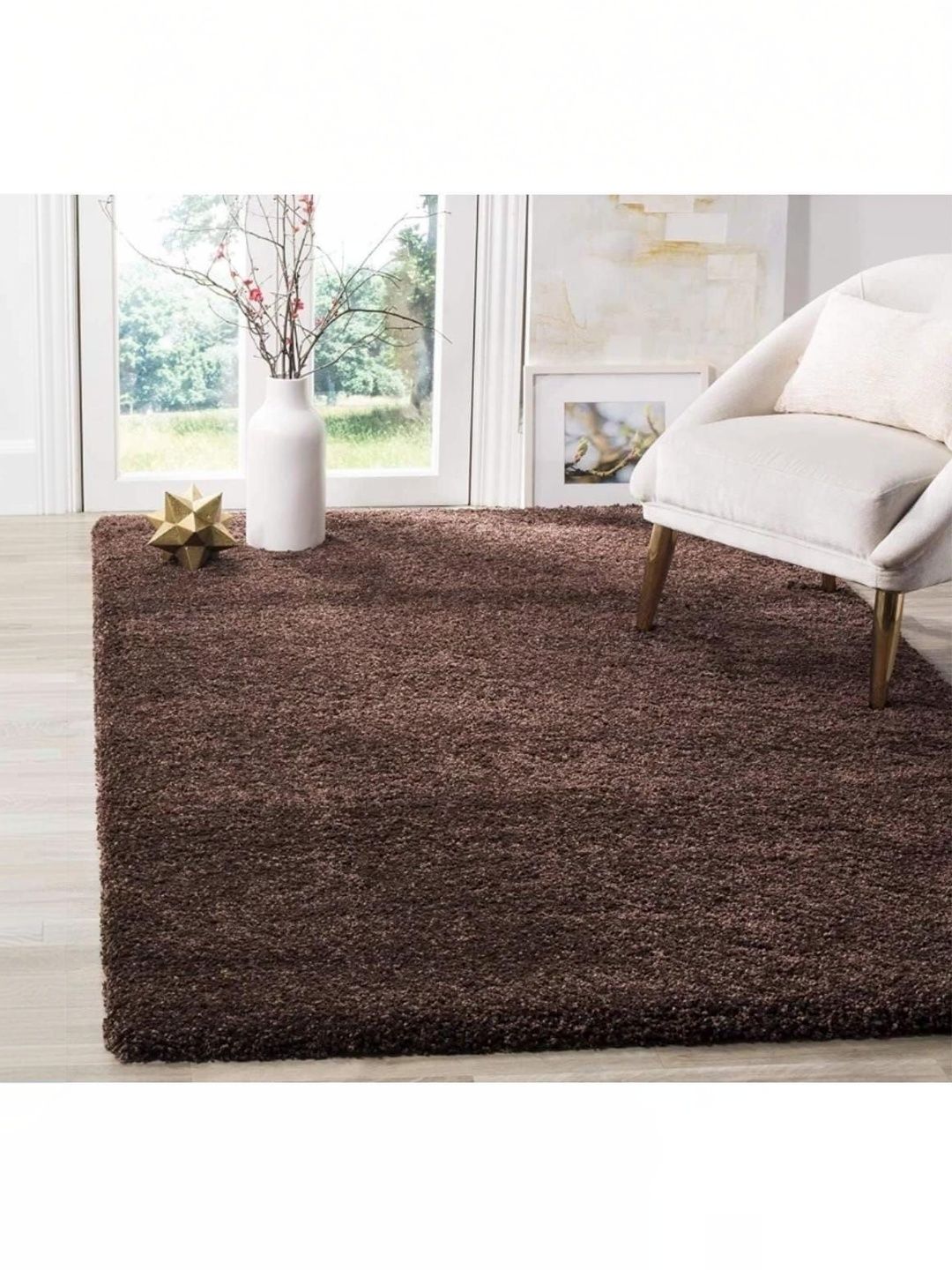 KAYNAT CARPET Brown Solid Shaggy Polypropylene Carpet-image-28