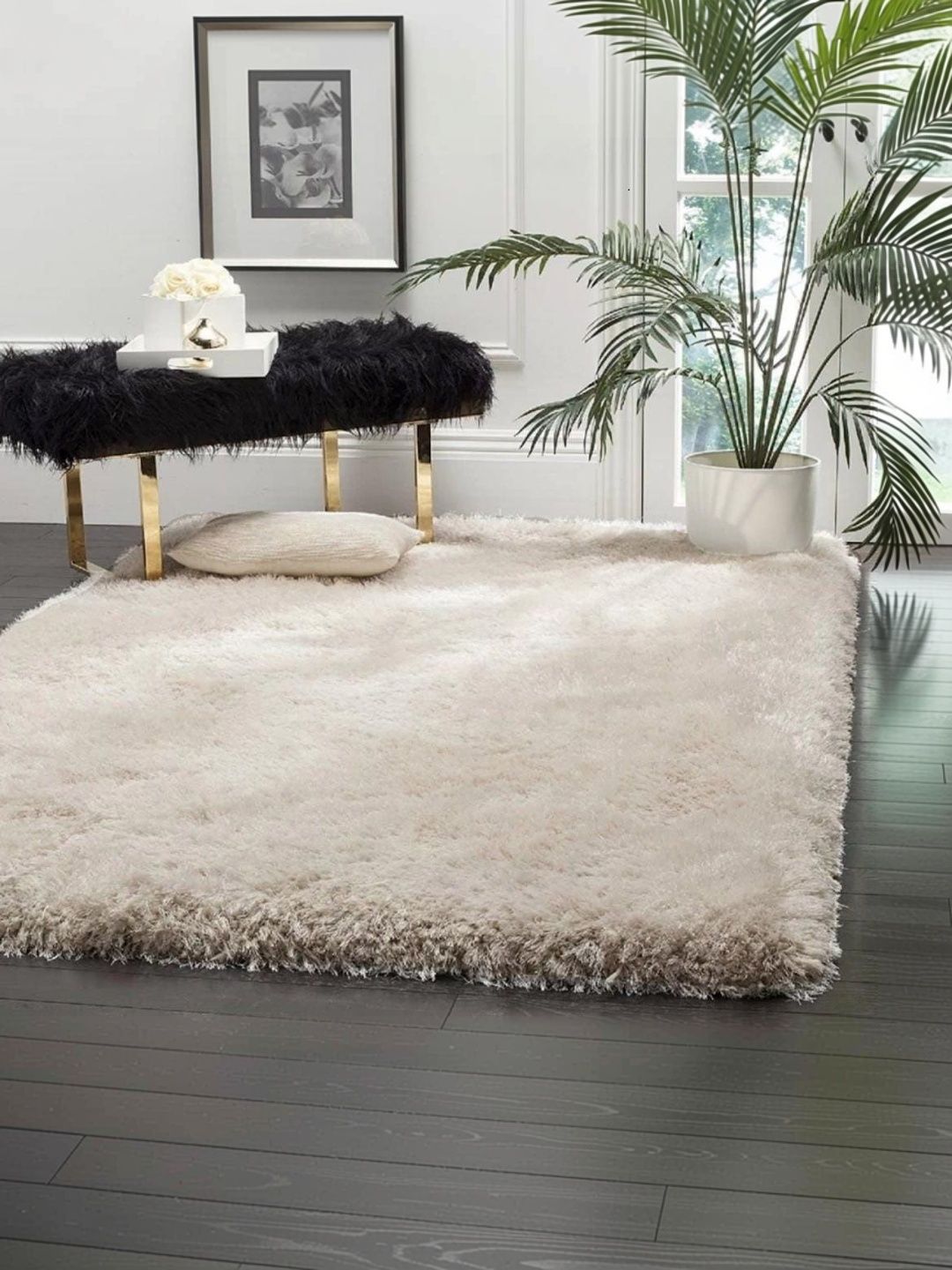 KAYNAT CARPET White Solid Shaggy Other Carpet-image-28