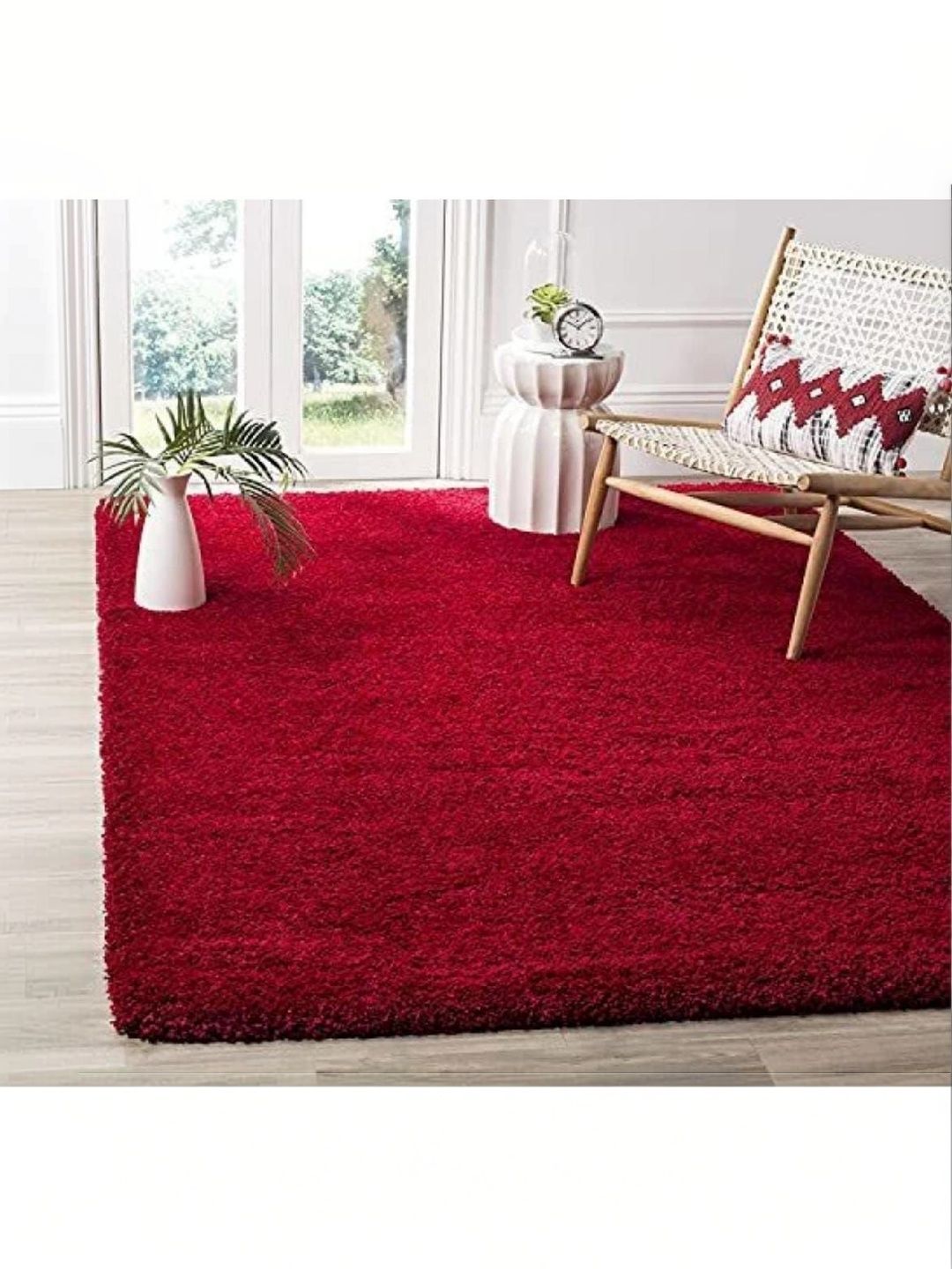 KAYNAT CARPET Red Solid Shaggy Polyester Carpet-picture-33