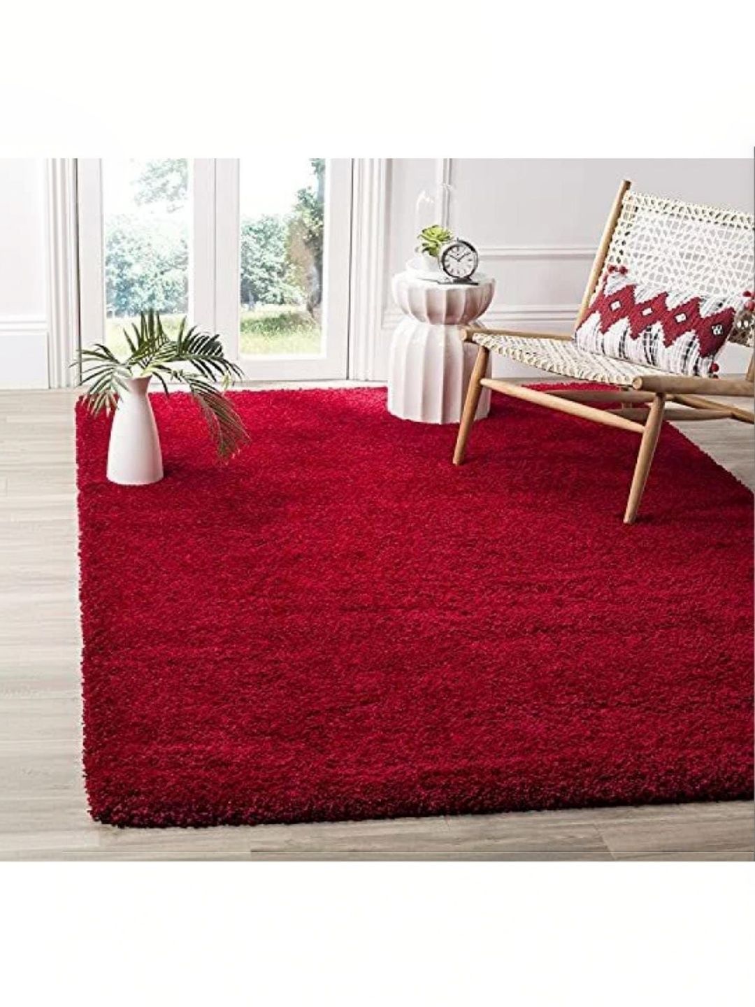 KAYNAT CARPET Red Solid Shaggy Polyester Carpet-picture-37