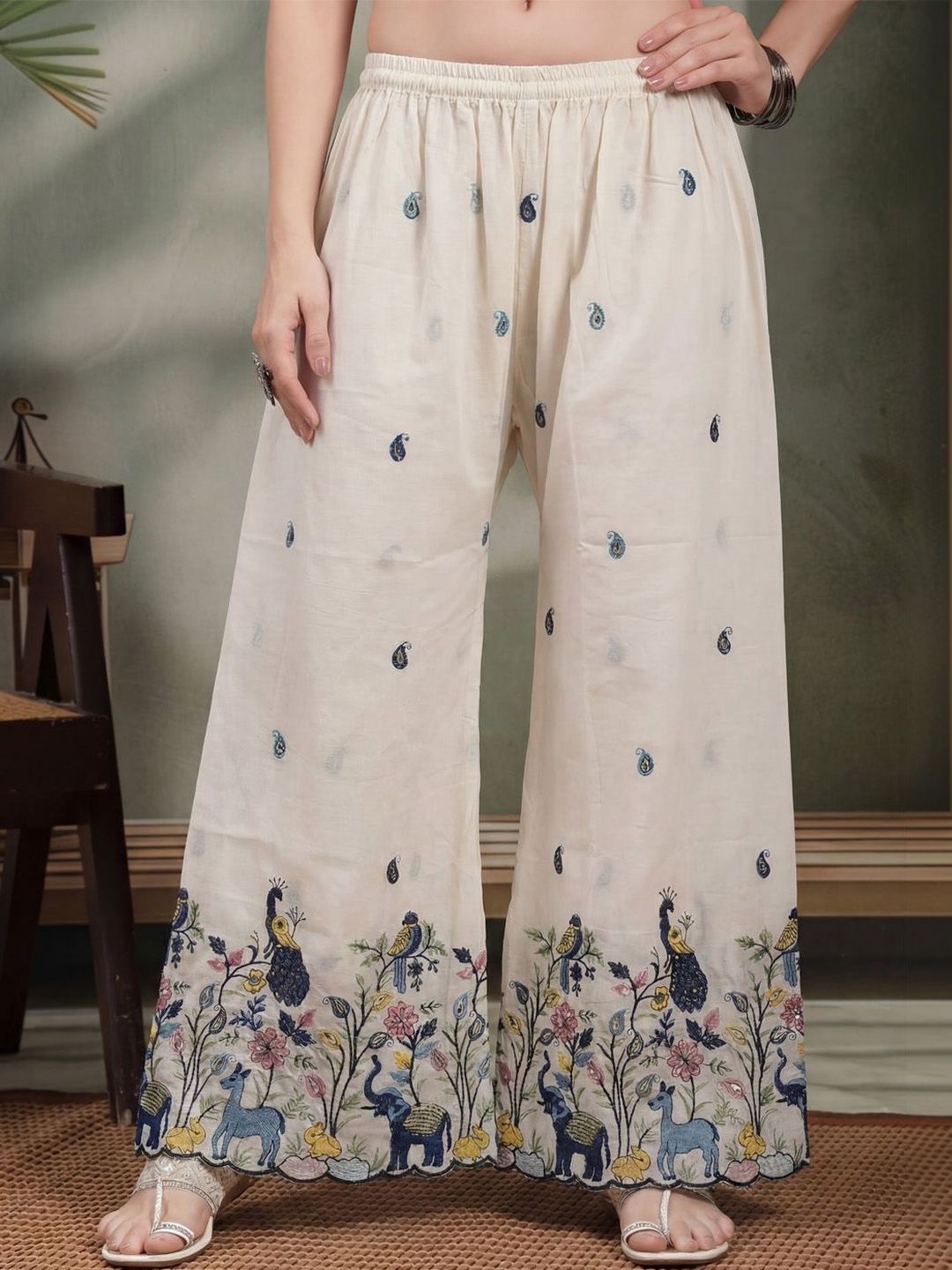 Clora Creation Women Ethnic Motifs Embroidered Ethnic Palazzos-picture-33
