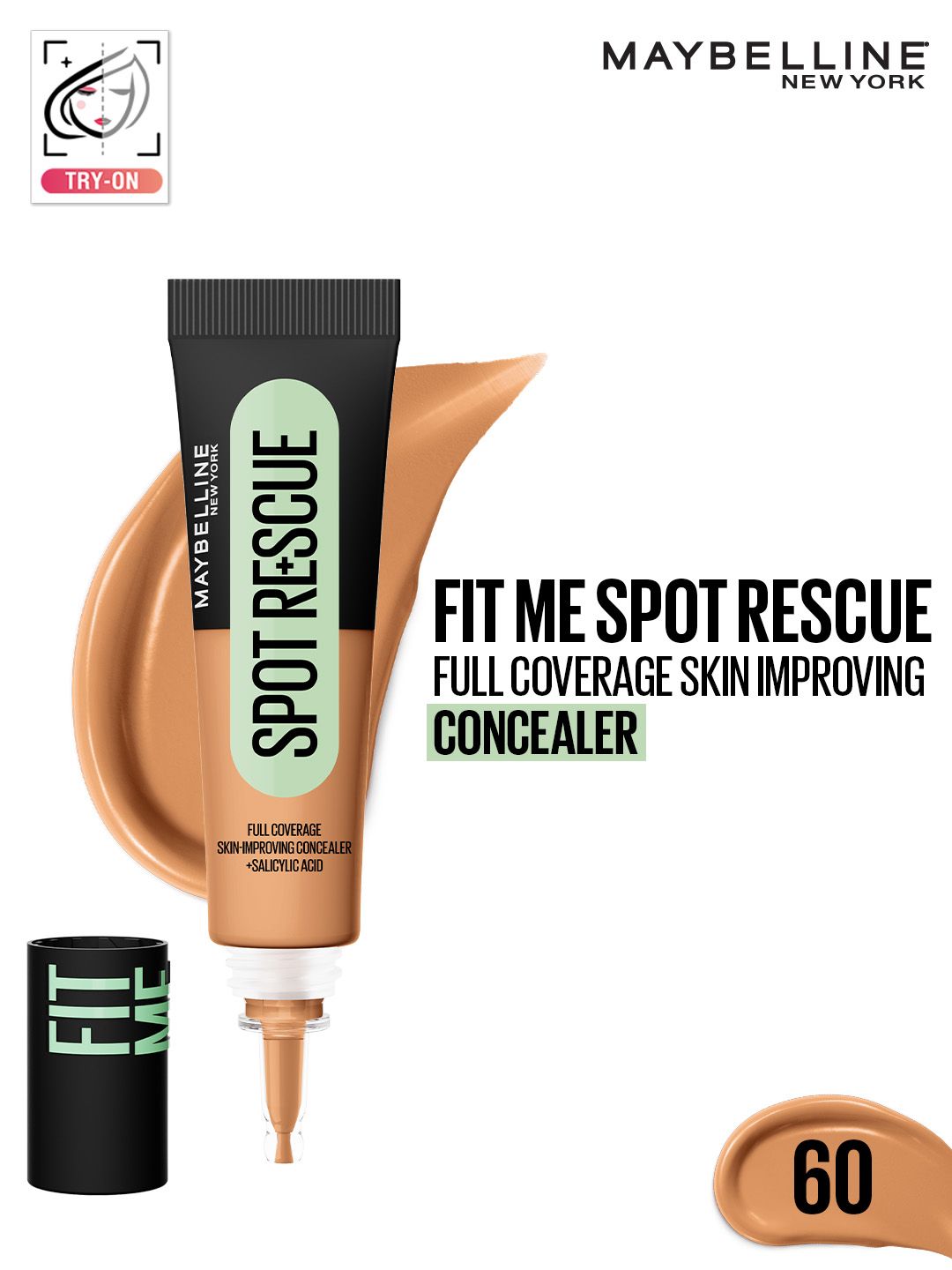 Maybelline New York Fit Me Spot Rescue Full Coverage Concealer 15ml - Acne Safe - Shade 60-image-33