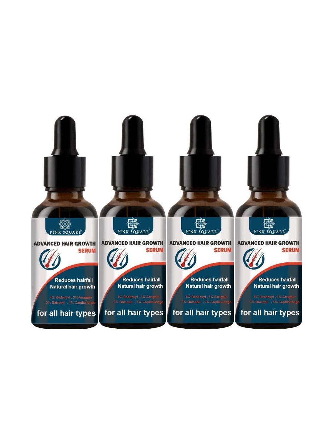 Pink Square Set Of 4 Advanced Hair Growth Serum - 30 ml Each-image-49