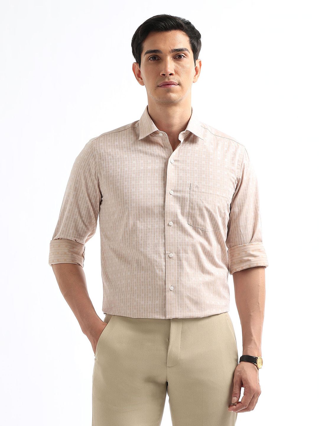 Arrow Manhattan Slim Fit Checked Pure Cotton Formal Shirt-picture-20