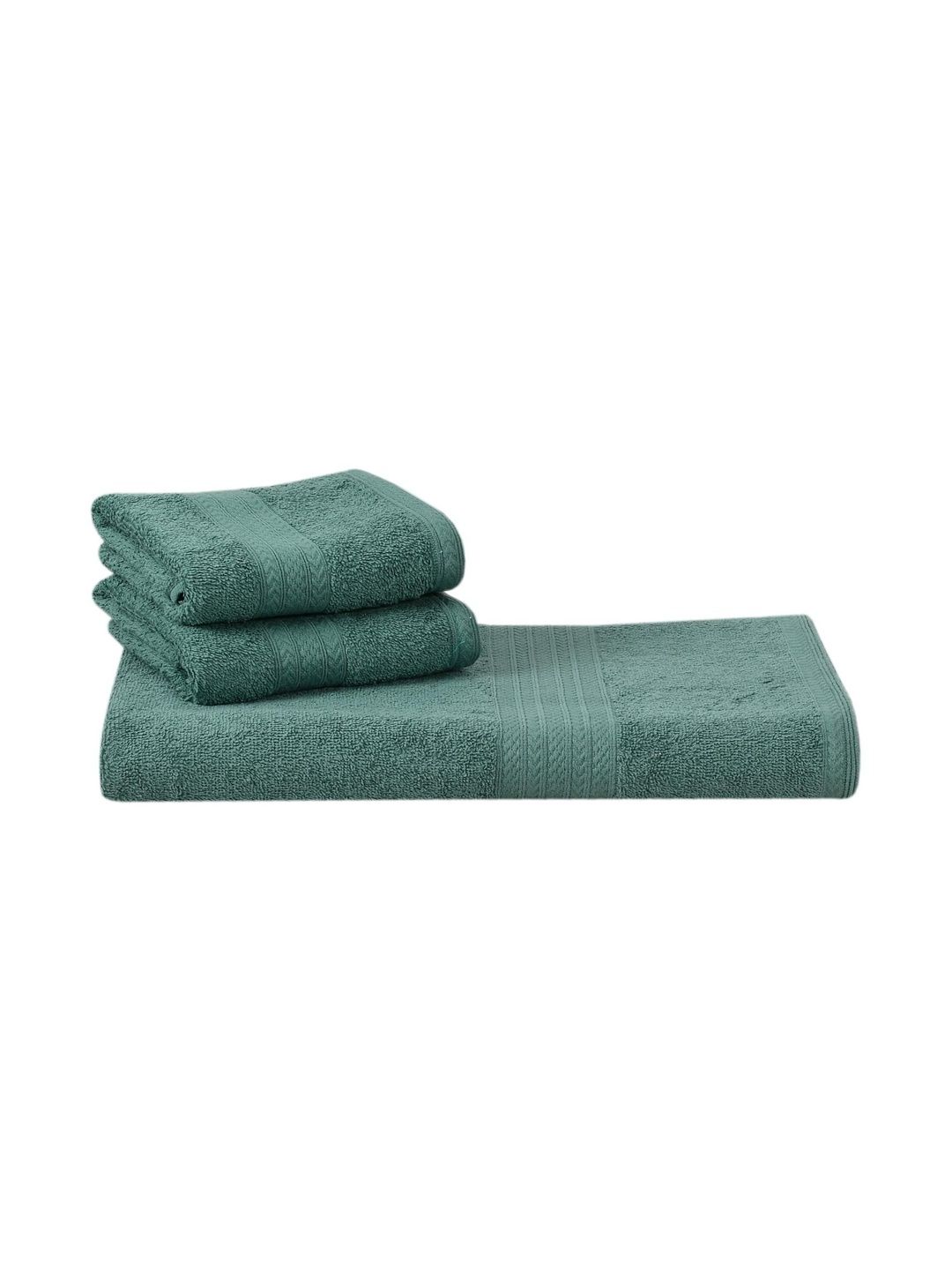 MAFATLAL Green 3 Piece Cotton 450 GSM Towel Set-image-42