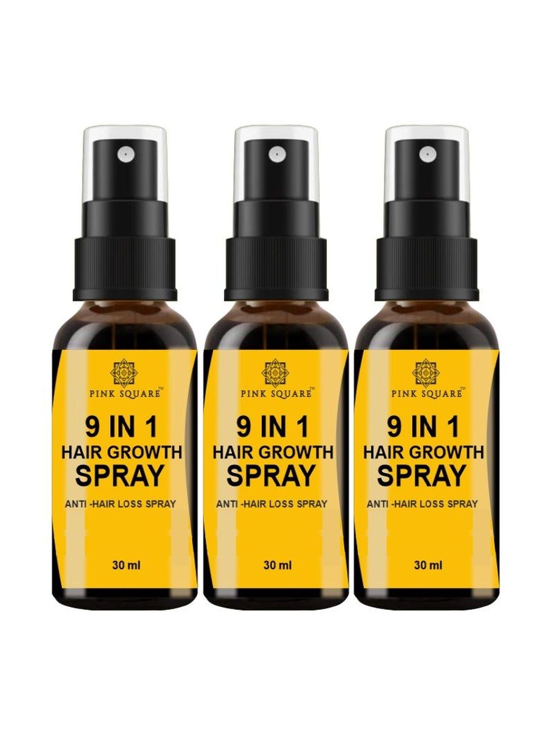 Pink Square Set Of 3 9 In 1 Hair Growth Serum Spray - 30 ml Each-image-48