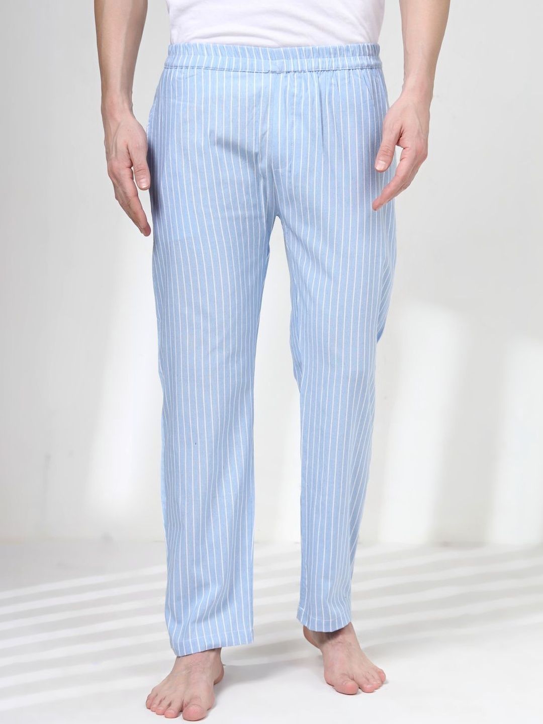 NEUDIS Striped Mid-Rise Straight Lounge Pants-image-47