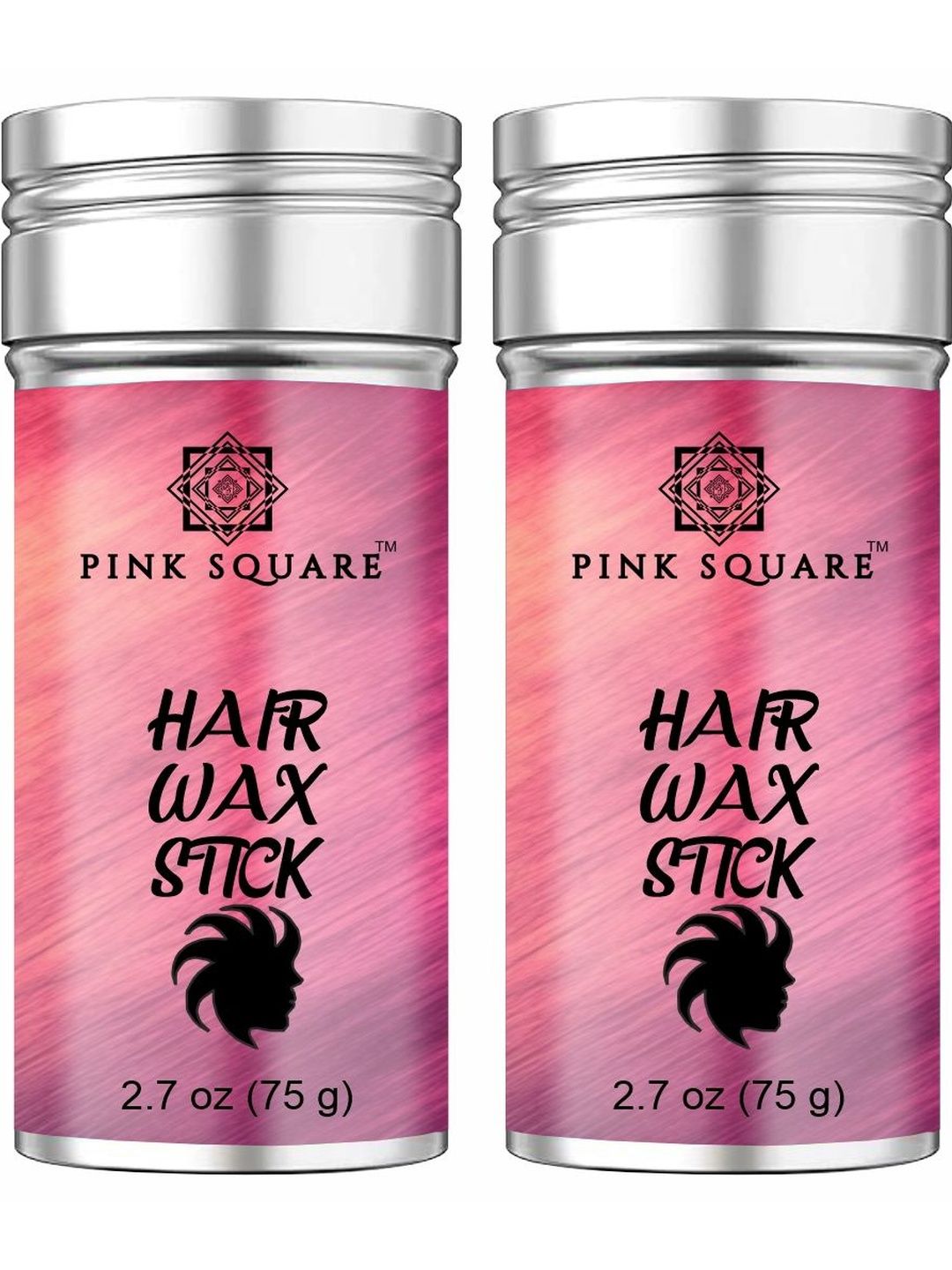 Pink Square Set Of 2 Hair Wax Stick With Jojoba & Argan Oil - 75 g Each