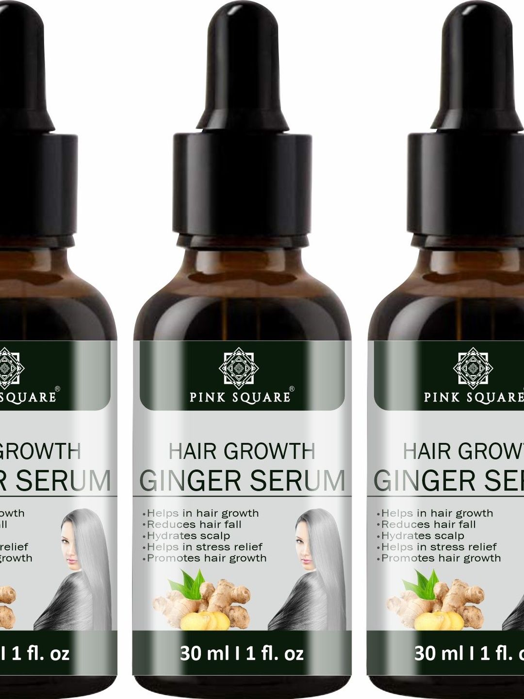 Pink Square Set Of 3 Hair Growth Ginger Serum - 30 ml Each-image-7
