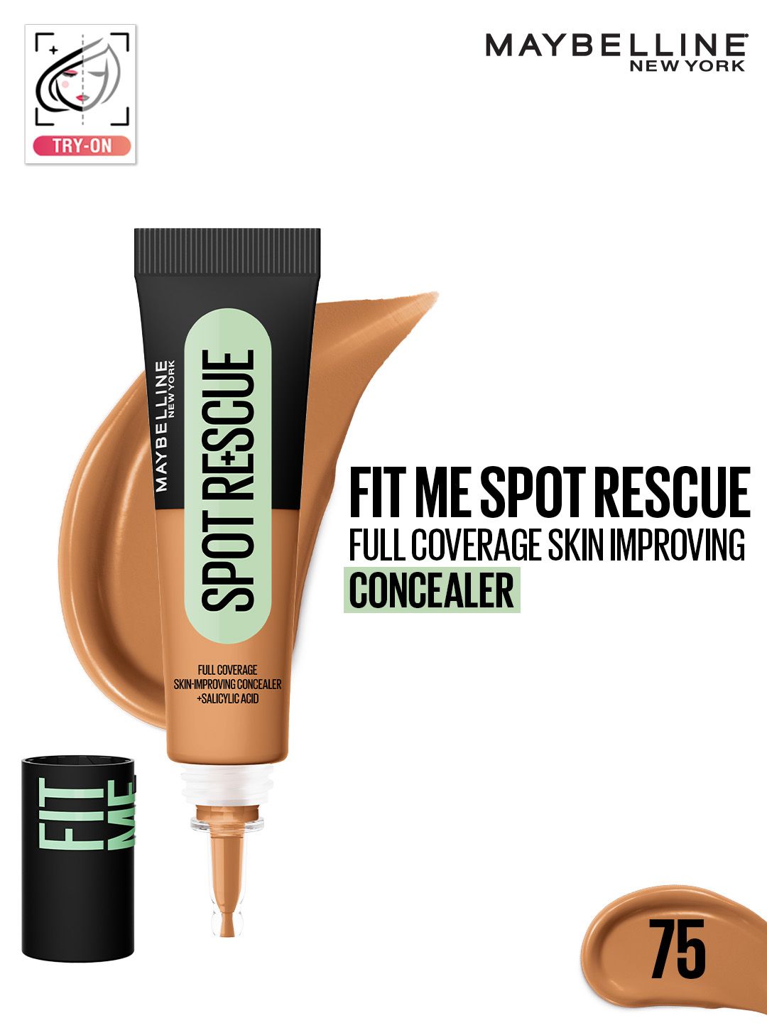 Maybelline New York Fit Me Spot Rescue Full Coverage Concealer 15ml - Acne Safe - Shade 75-image-0