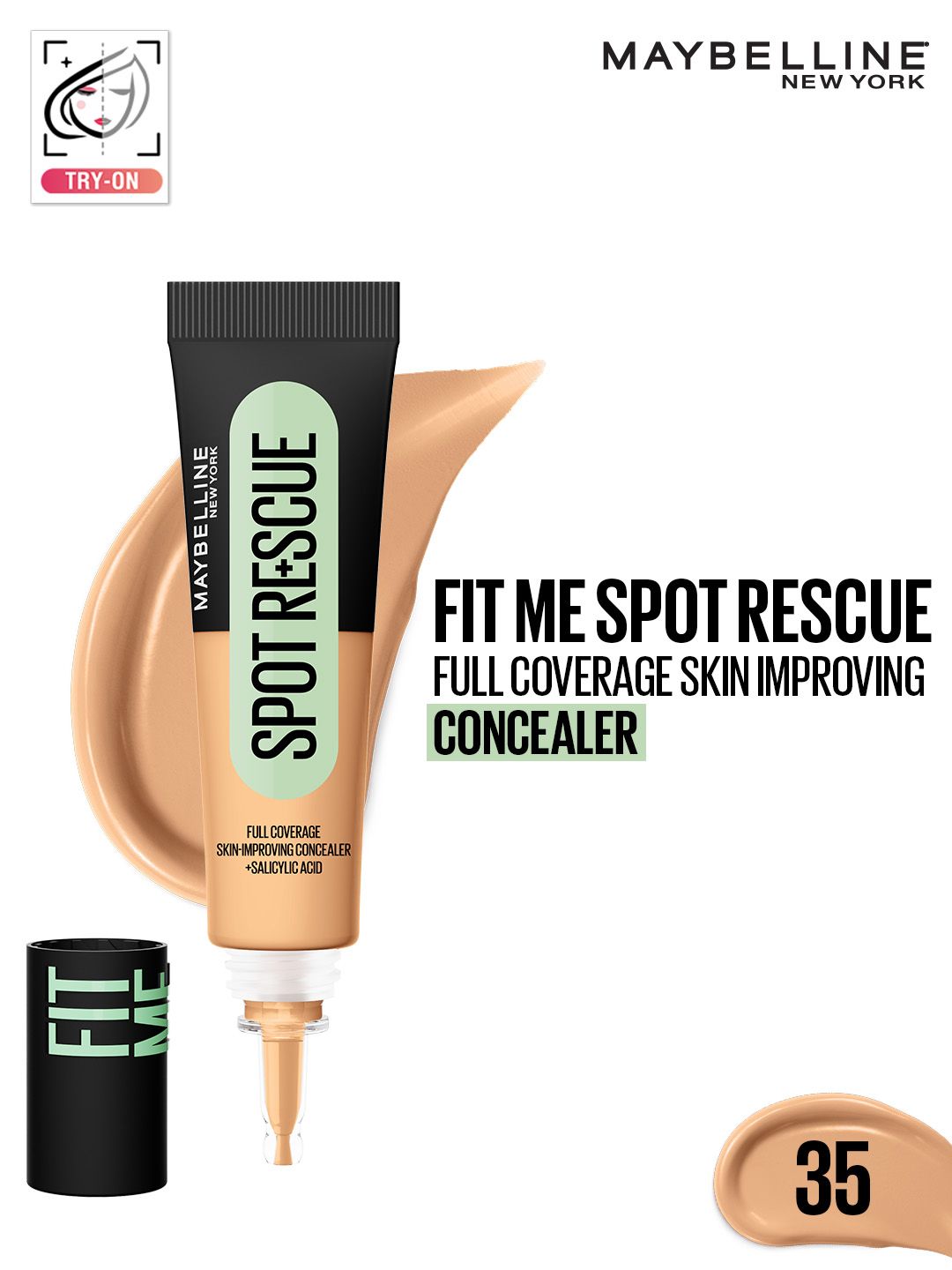 Maybelline New York Fit Me Spot Rescue Full Coverage Concealer 15ml - Acne Safe - Shade 35-image-34