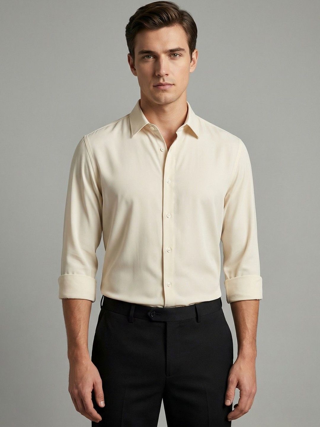 HE SPOKE Men Contemporary Wrinkle Free 4-Way Stretch Tailored Fit Formal Shirt-picture-42