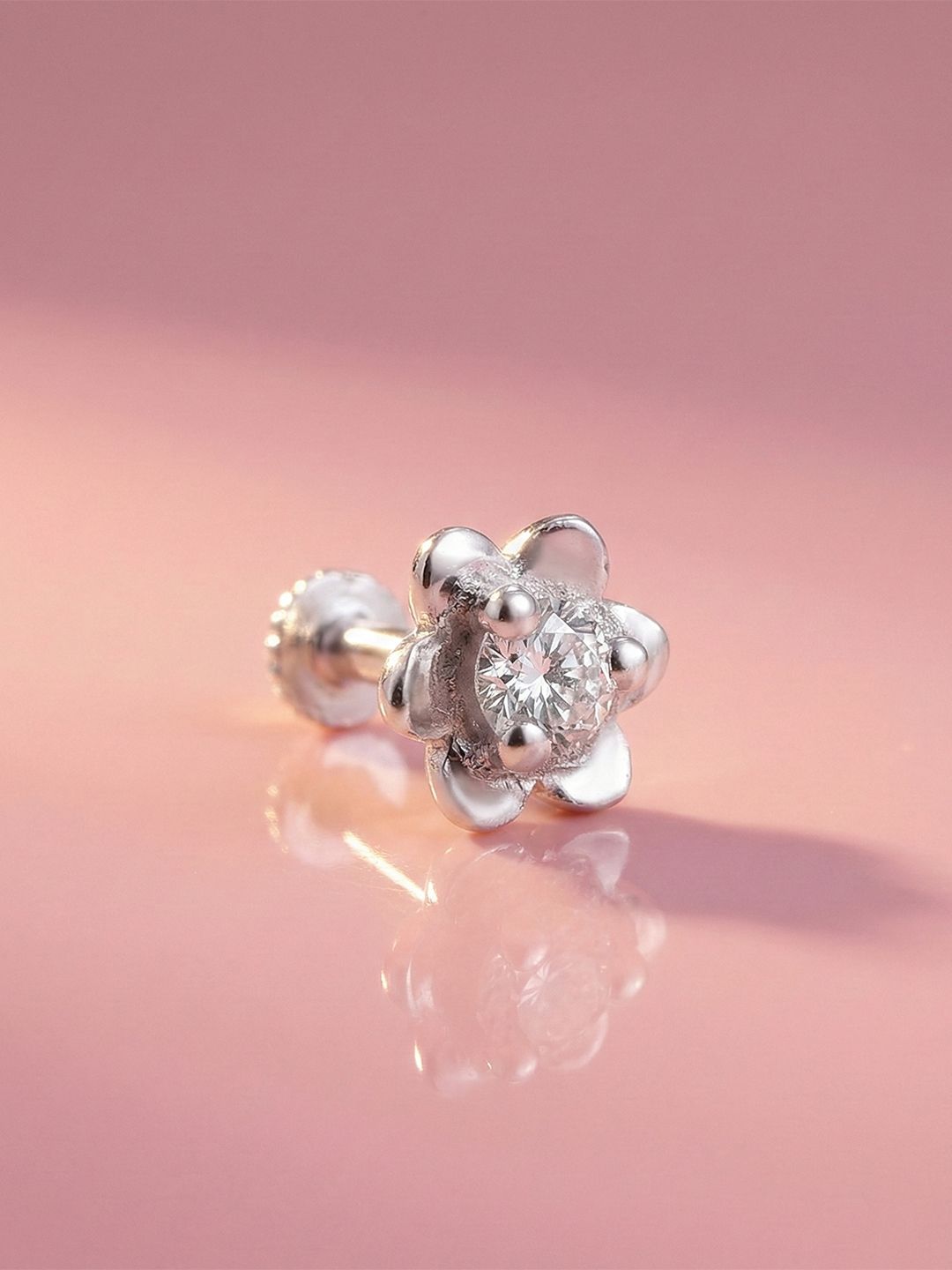 MAEJOY Solitaire Lab grown diamond 92.5 Sterling Silver 18KT Rhodium plated nose pin-picture-8