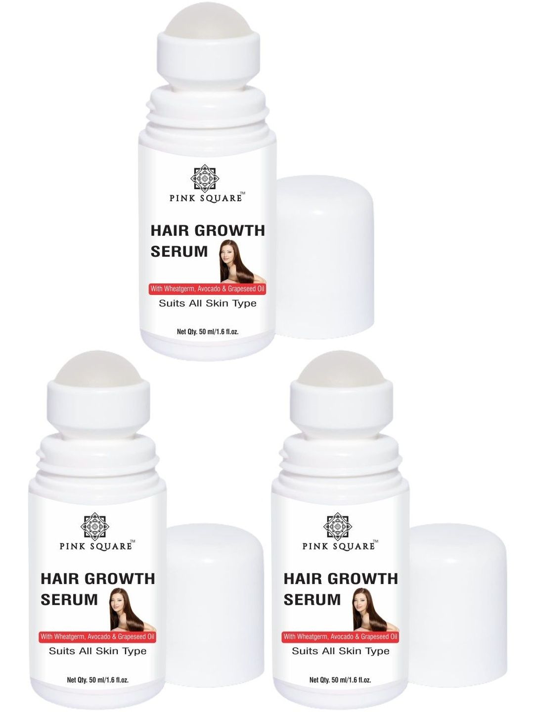 Pink Square Set Of 3 Hair Growth Serum - 50 ml Each-image-24