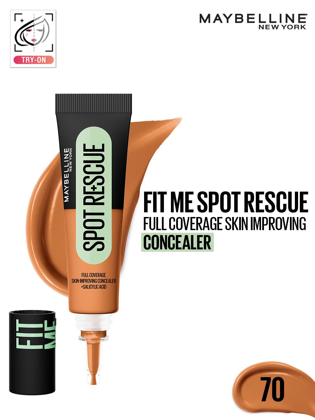 Maybelline New York Fit Me Spot Rescue Full Coverage Concealer 15ml - Acne Safe - Shade 70-image-31