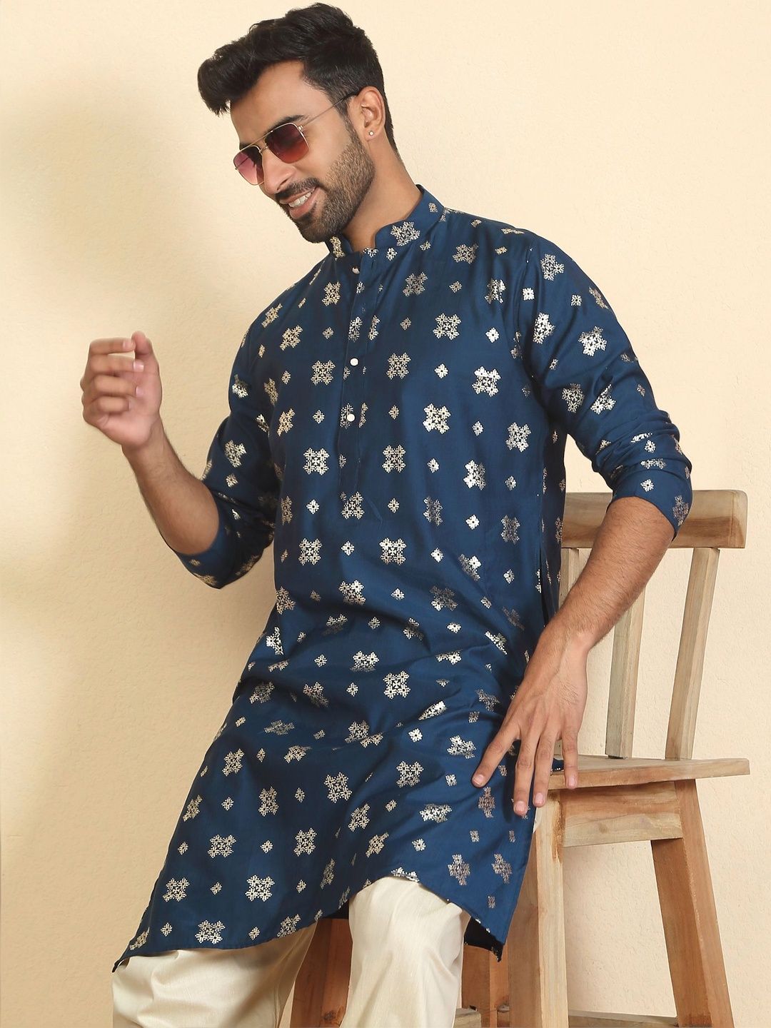 KRAFT INDIA Men Floral Printed Thread Work Kurta-picture-39