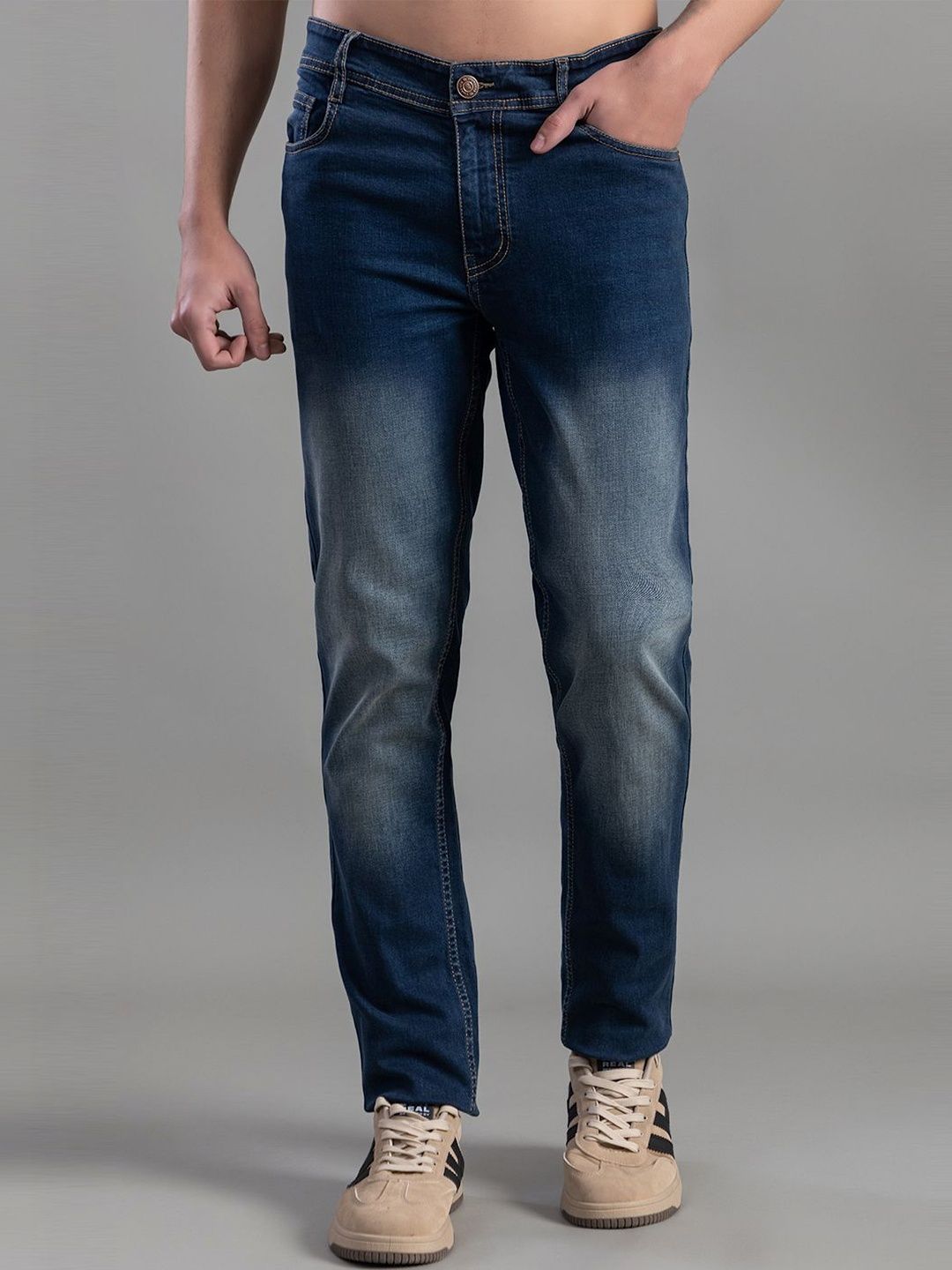 Club York Men Regular Fit Mid-Rise Light Fade Stretchable Jeans-picture-12