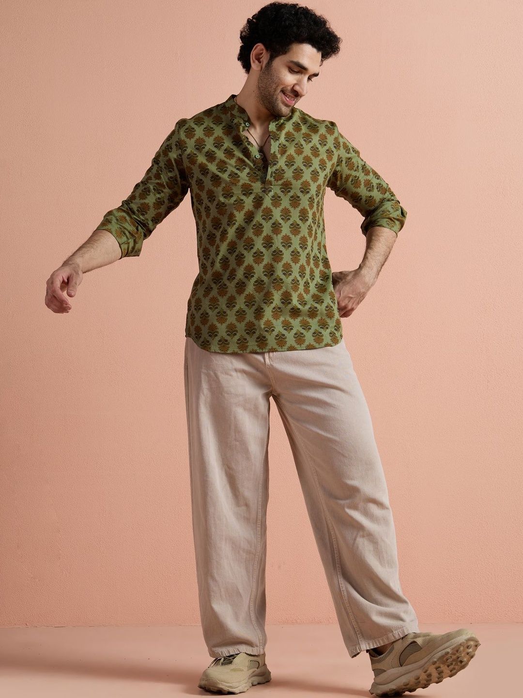 kisah Men Printed Cotton Short Kurta-picture-34