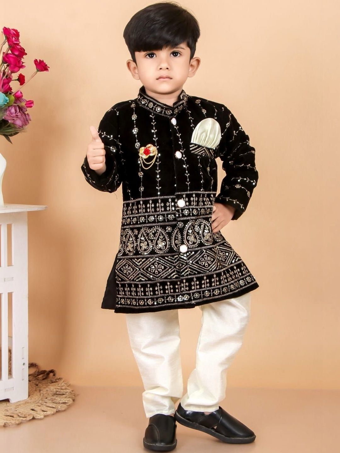 SK DRESSES Boys Embellished Tunic with Trousers-picture-10