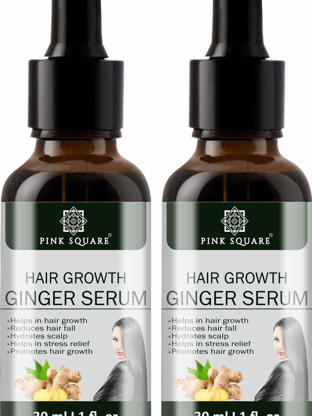 Pink Square Set Of 2 Hair Growth Ginger Serum - 30 ml Each-image-49
