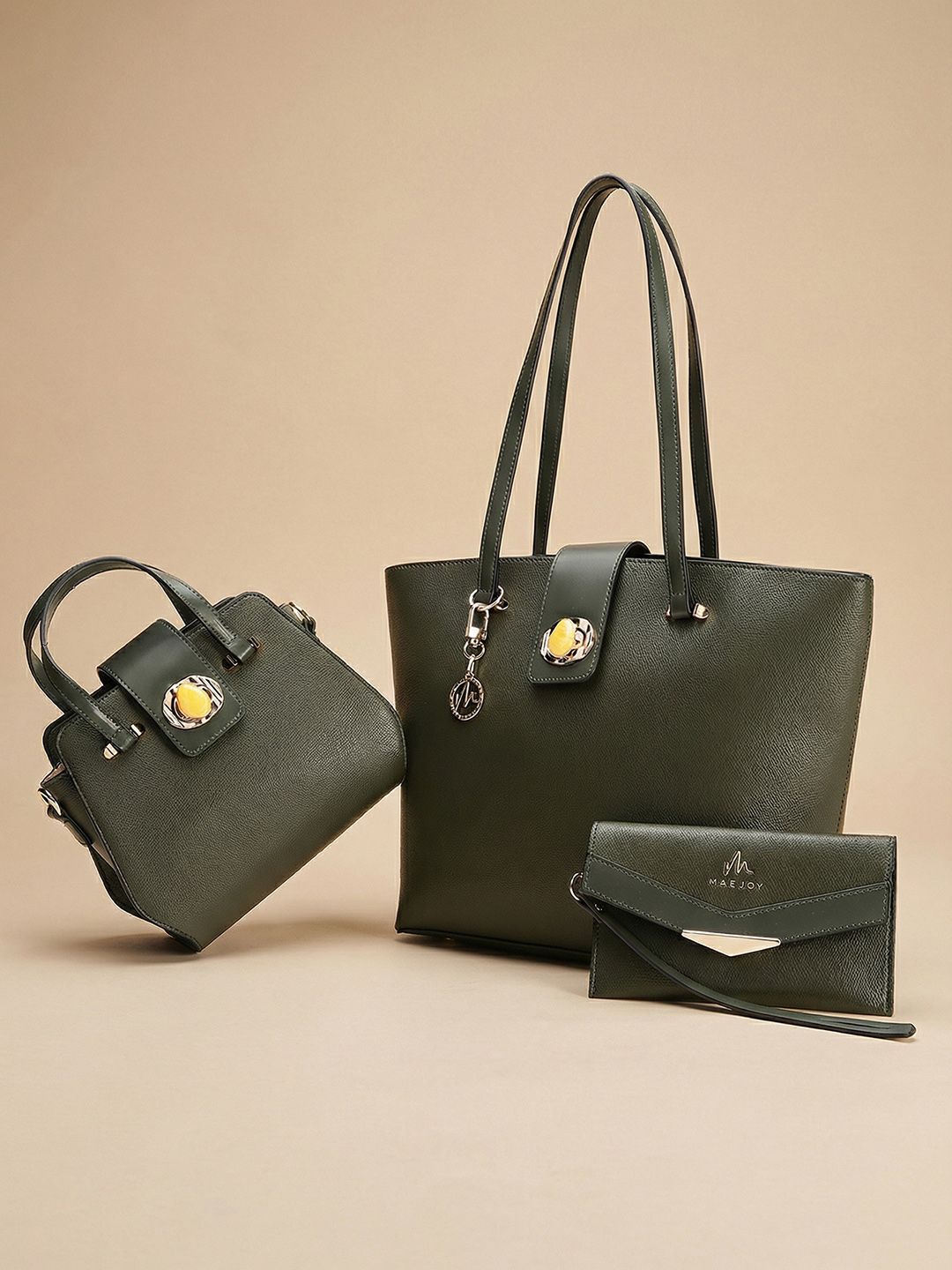MAEJOY Women Olive Green Set of 3 Handbag- Tote, Sling, and Purse-picture-21