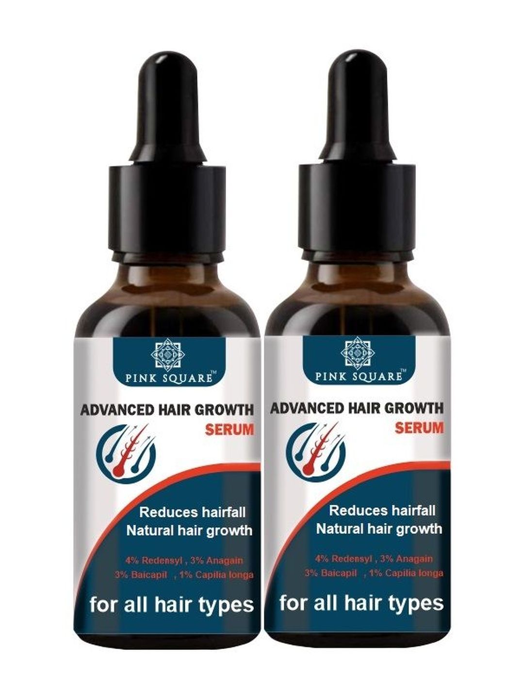 Pink Square Set Of 2 Advanced Hair Growth Serum - 30 ml Each-image-25