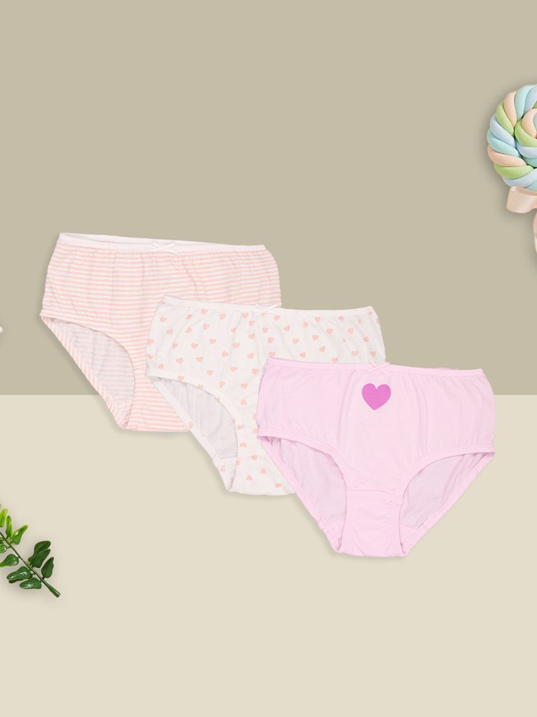 Pantaloons Junior Girls Pack of 3 Printed Assorted Cotton Core M-image-35