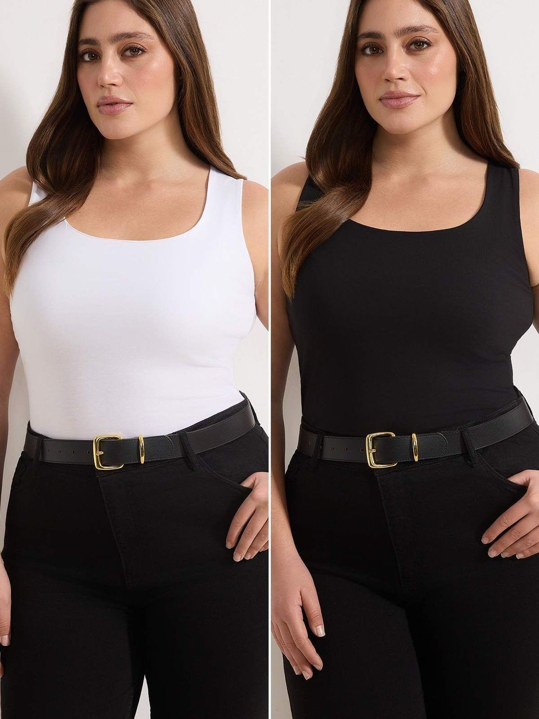 Trendyol Pack Of 2 Round Neck Non-Padded Camisoles-picture-28
