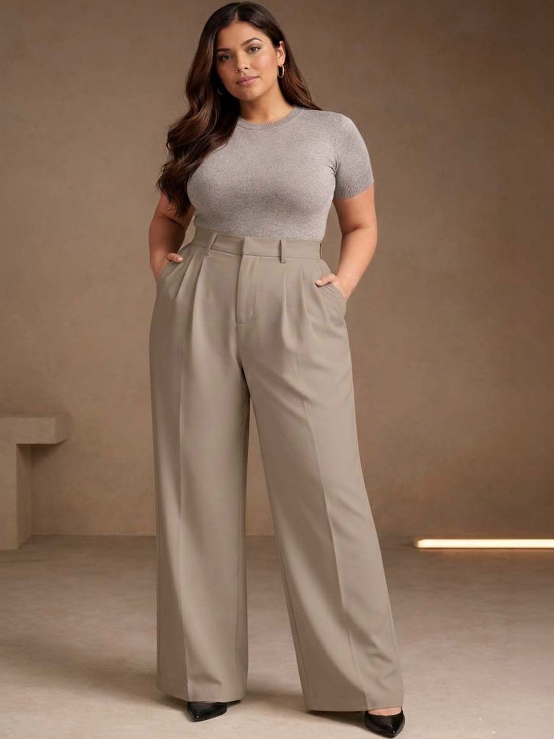 CURVE BY KOTTY Women Elegant Wide Fit Pants-picture-49