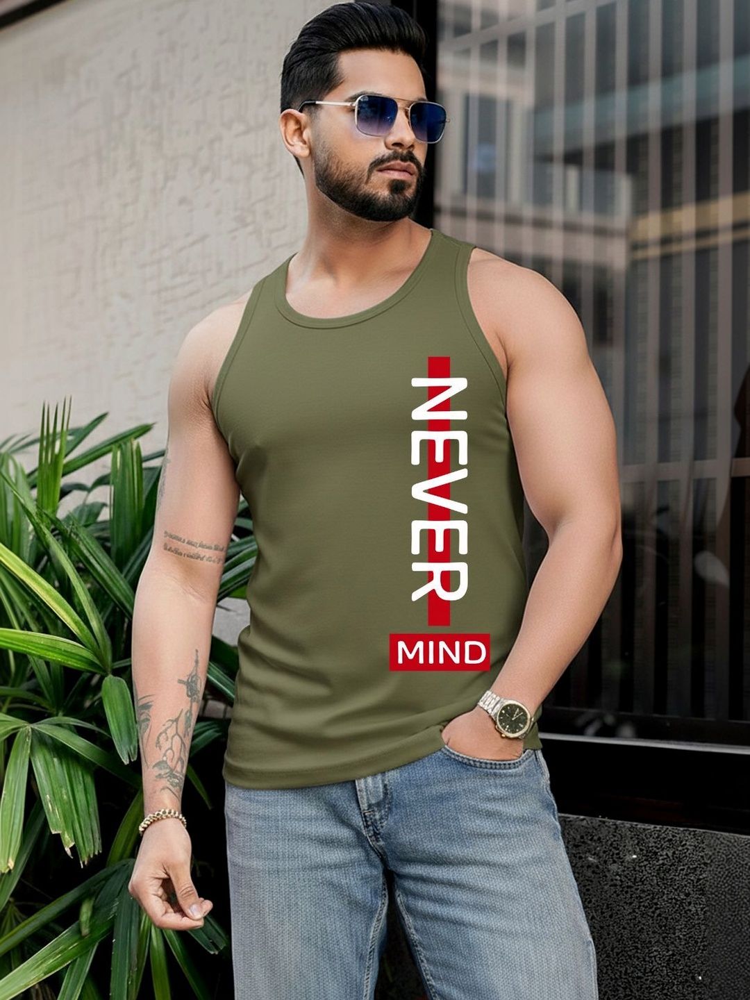 Parona Printed Cotton Gym Vest-image-20