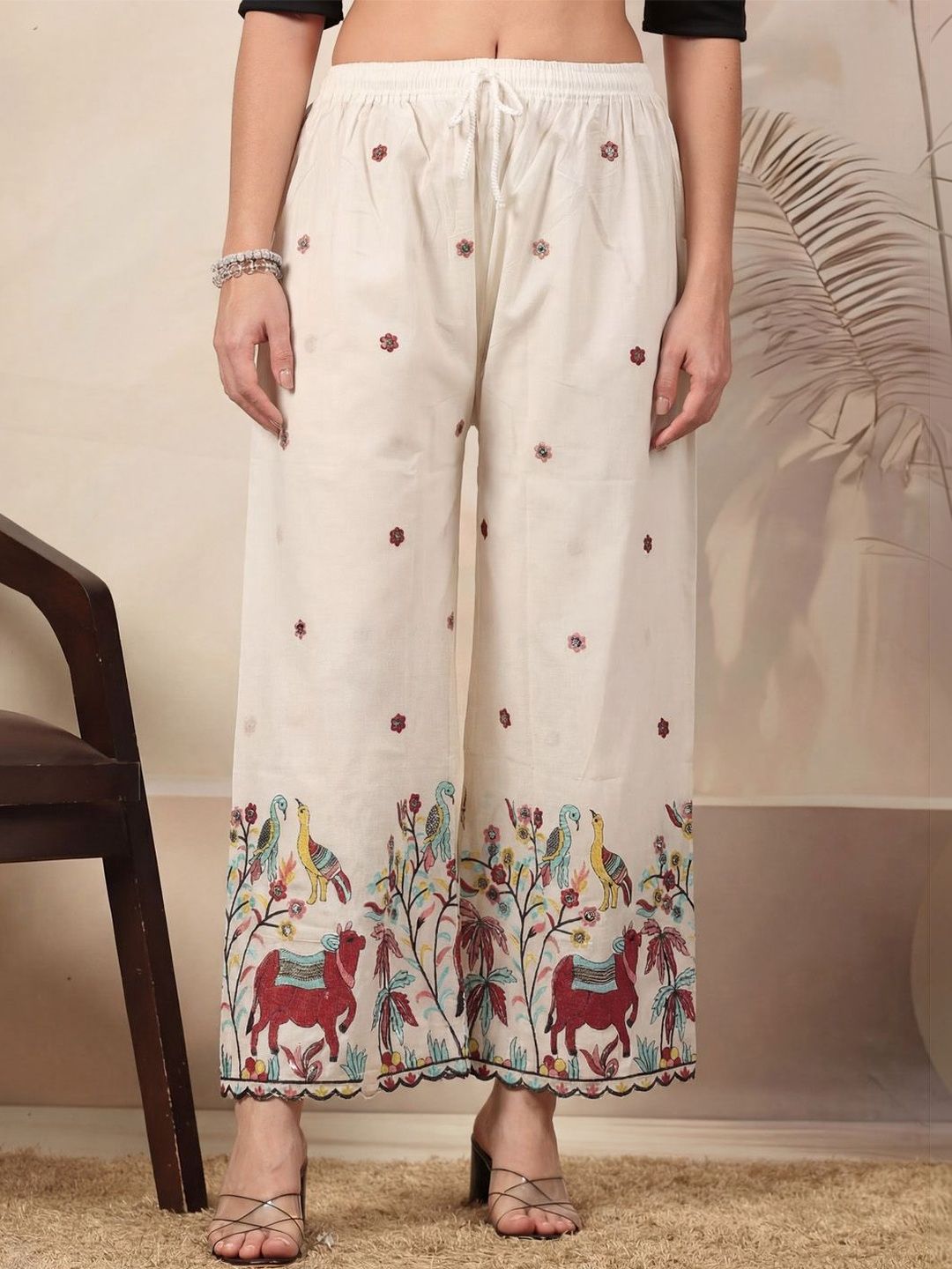 Clora Creation Women Ethnic Motifs Embroidered Ethnic Palazzos-picture-5