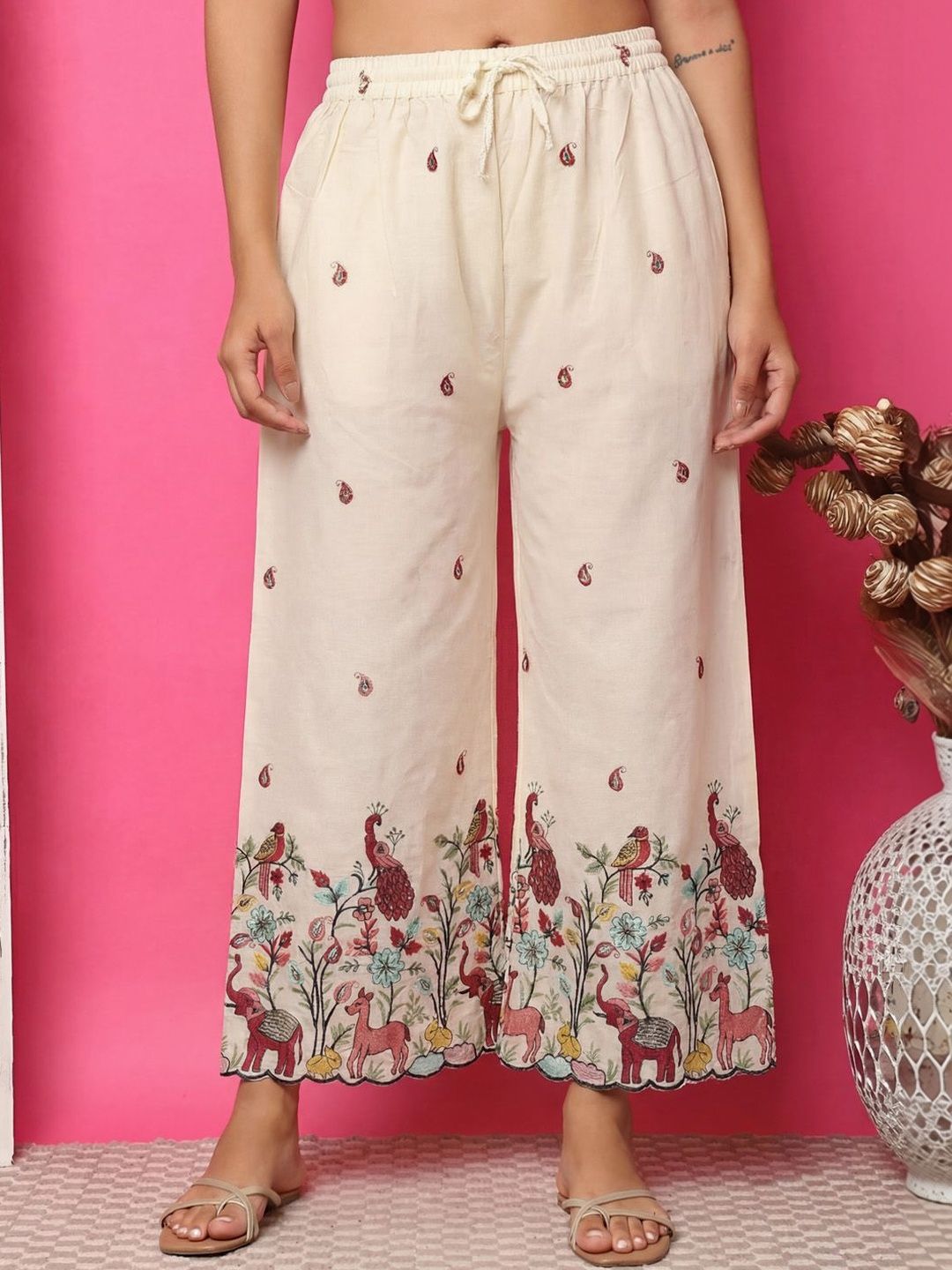 Clora Creation Women Ethnic Motifs Embroidered Ethnic Palazzos-picture-34