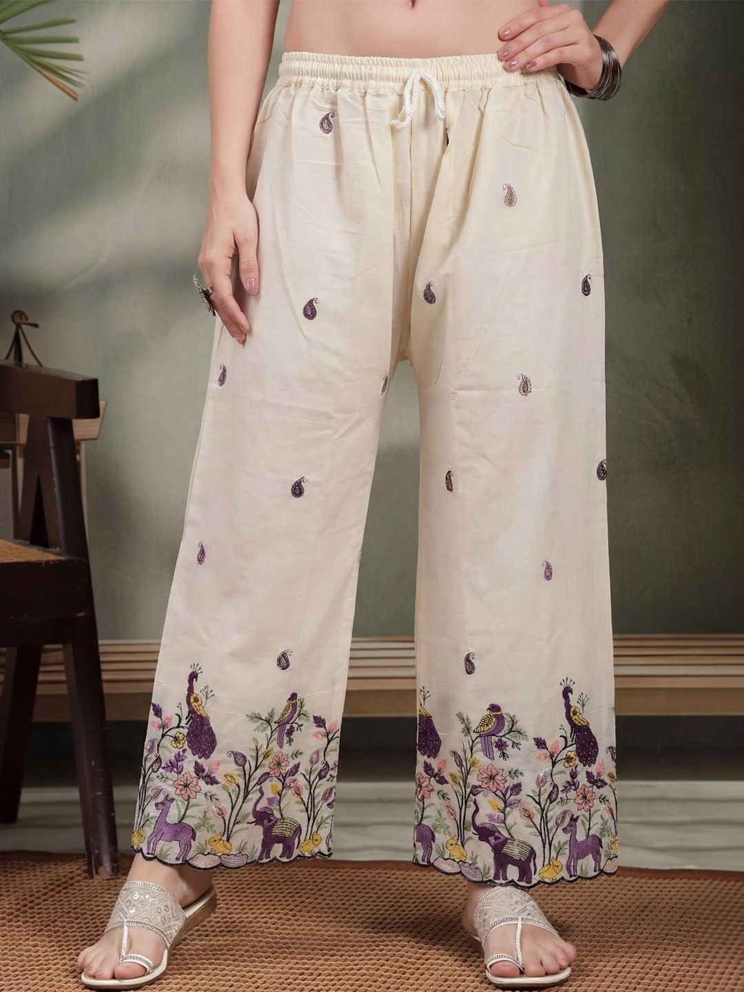 Clora Creation Women Ethnic Motifs Embroidered Ethnic Palazzos-picture-23