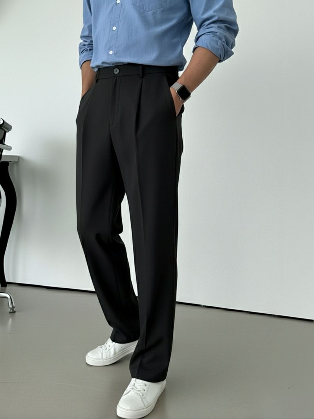 INDICLUB Men High-Rise Pleated Zip Trousers-picture-17