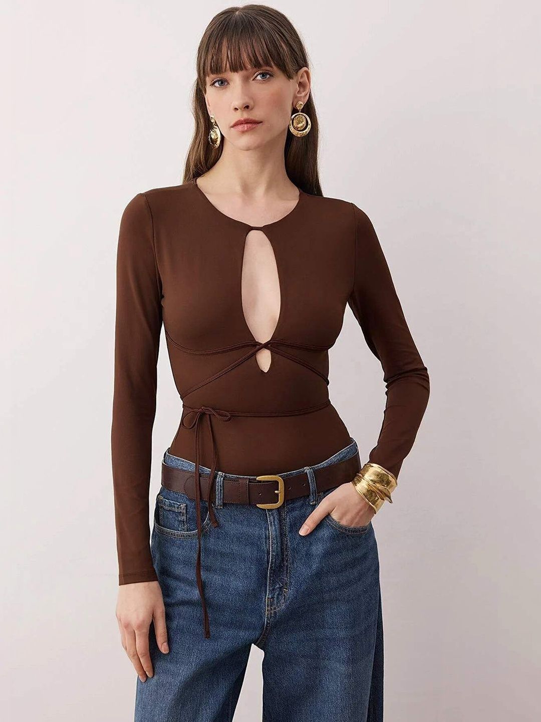 Trendyol V-neck Bodysuit-image-13