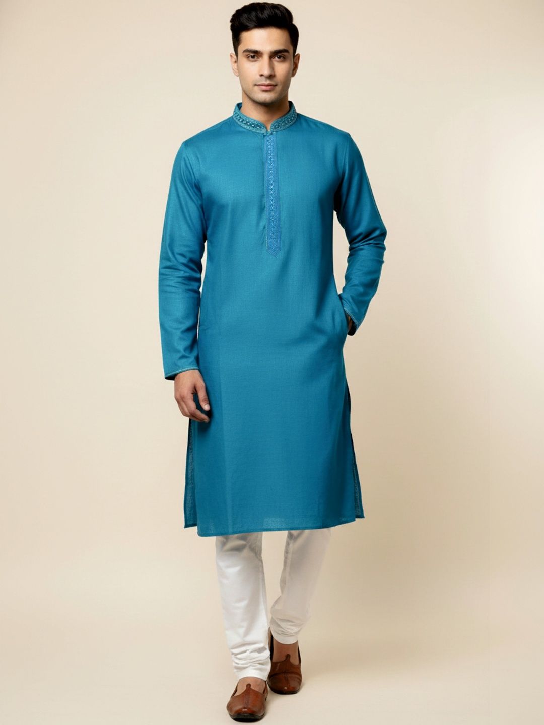 HERE&NOW Men Thread Work Kurta-picture-28